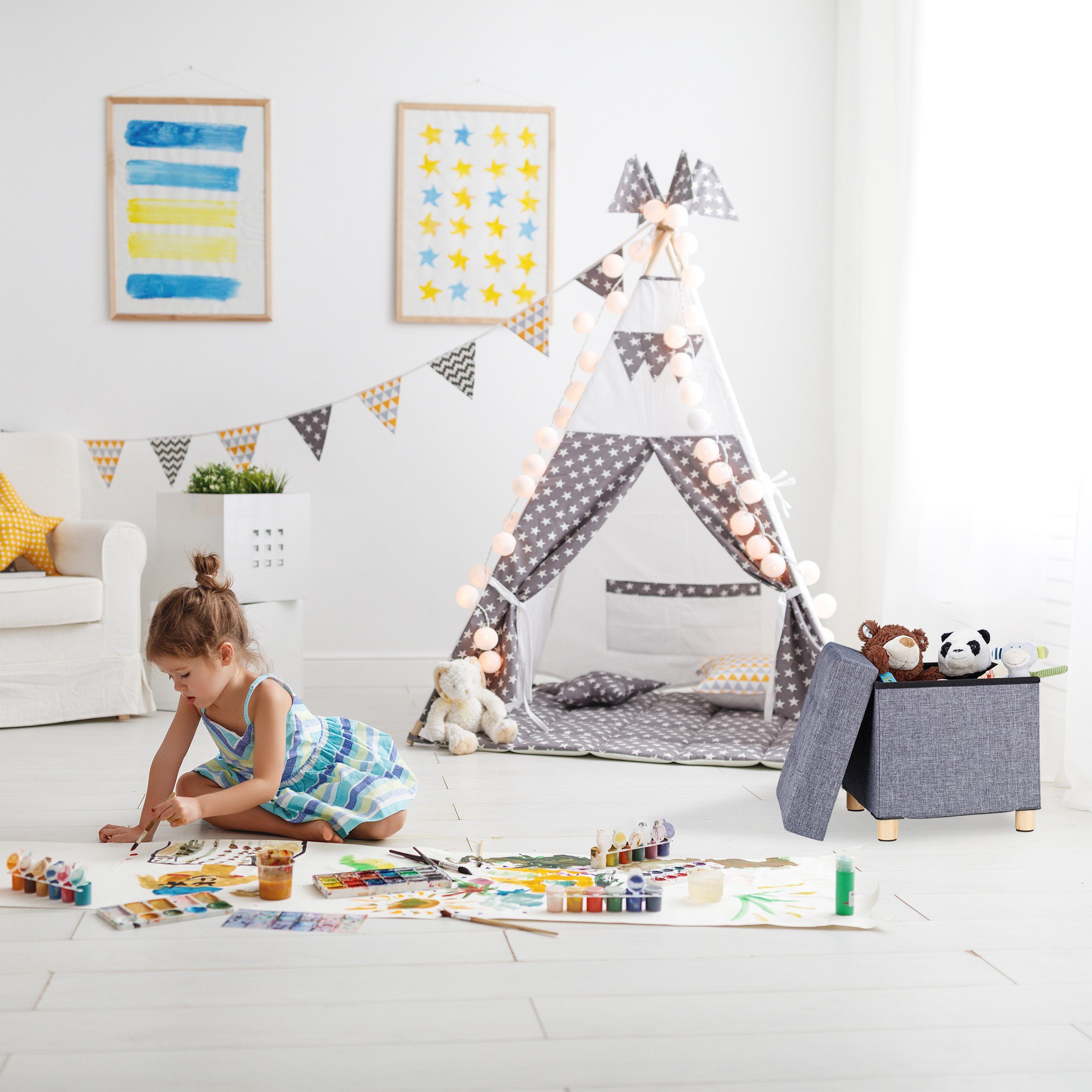 relaxdays Sitzhocker mit Stauraum, braun