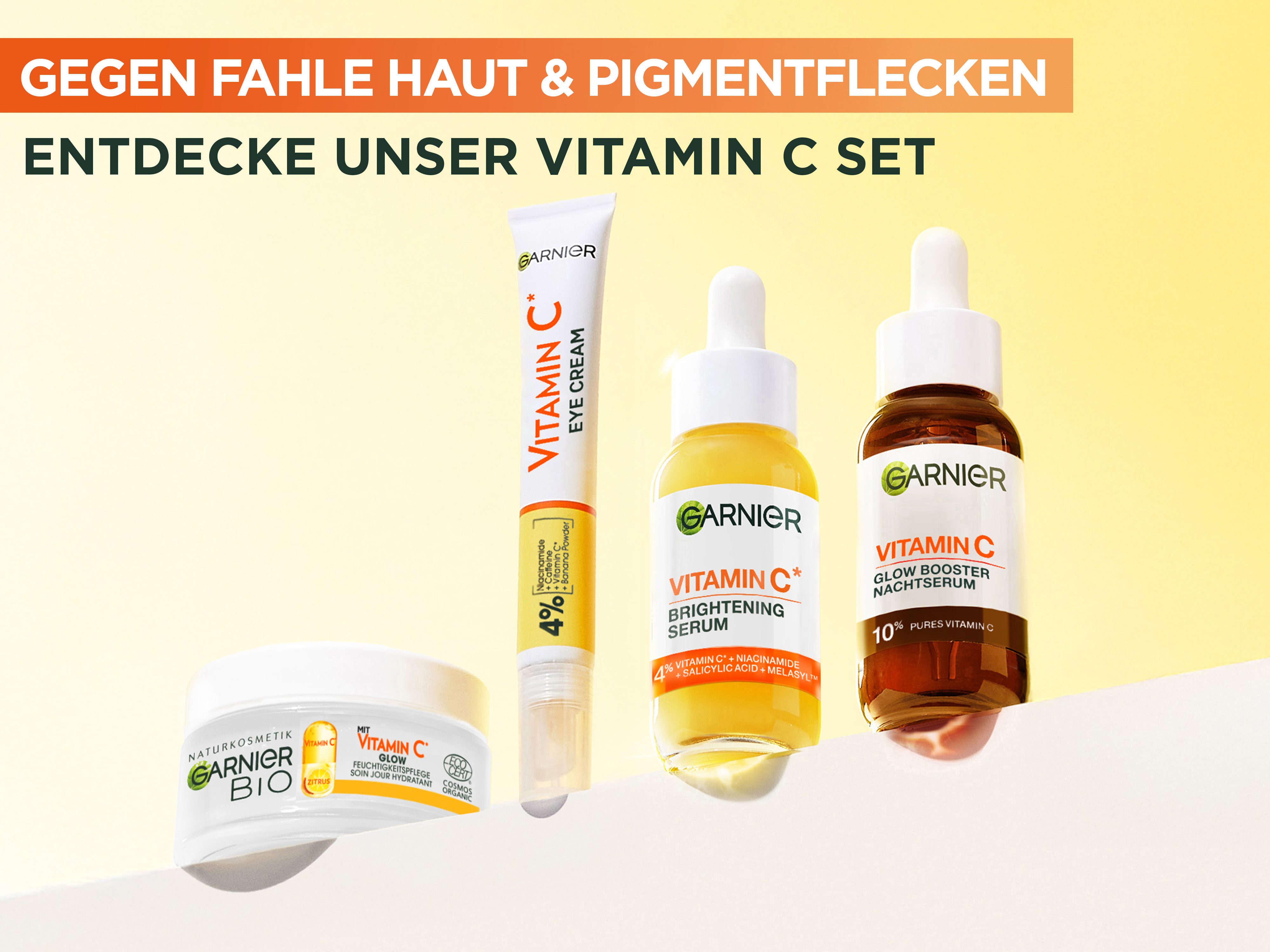 GARNIER Gesichtspflege-Set Garnier SkinActive Max Glow Booster Set Set, 3-tlg., mit Vitamin C