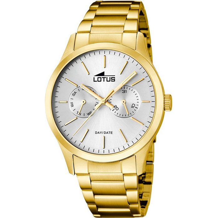 Lotus Quarzuhr Lotus Herren Uhr Elegant L15955/1 (Armbanduhr) Herren Armbanduhr rund (ca. 42mm) Edelstahlarmband gold