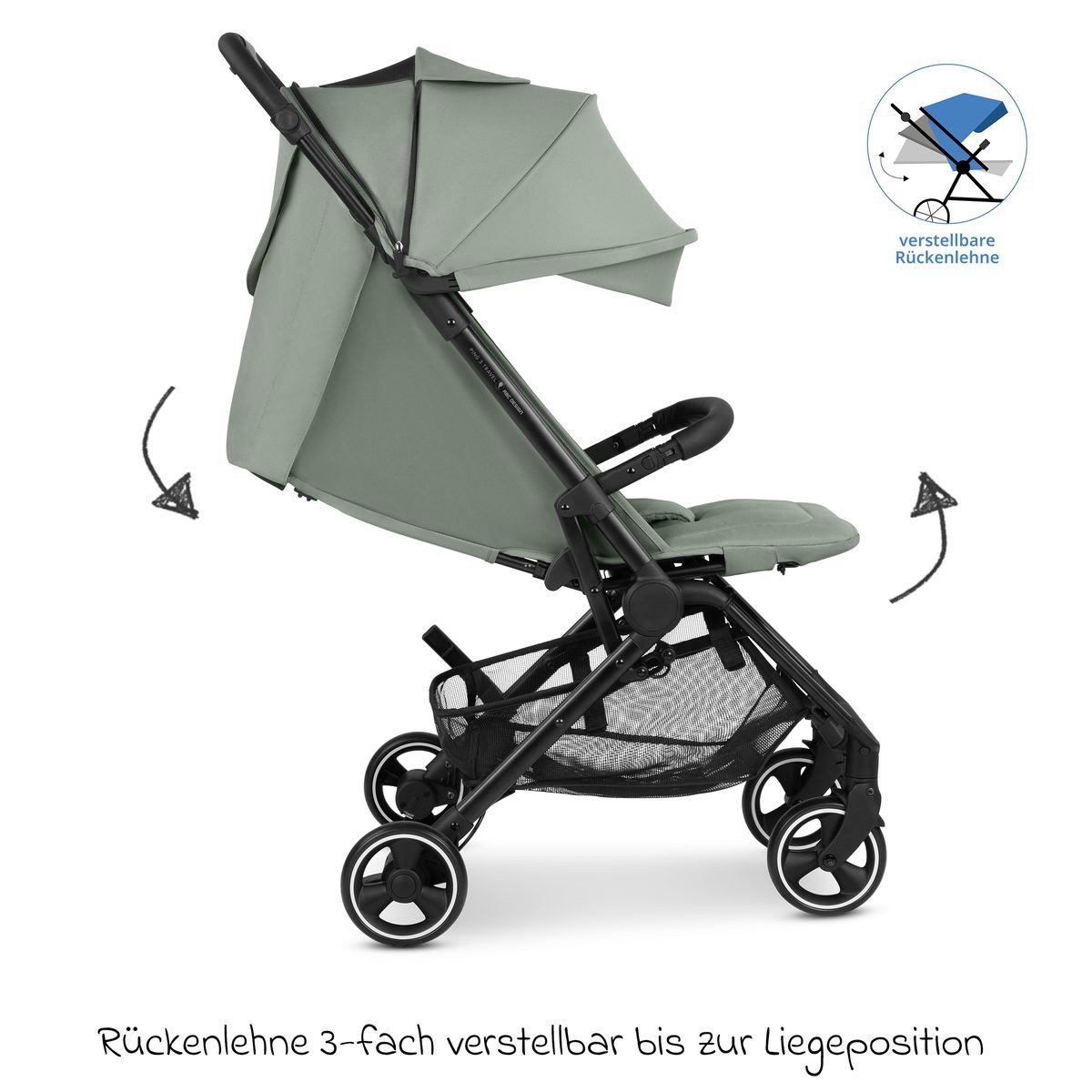ABC Design Sportbuggy Ping 3 Travel - Pine, leichter Sportwagen (7,6 kg) mit Liegeposition - klein faltbar