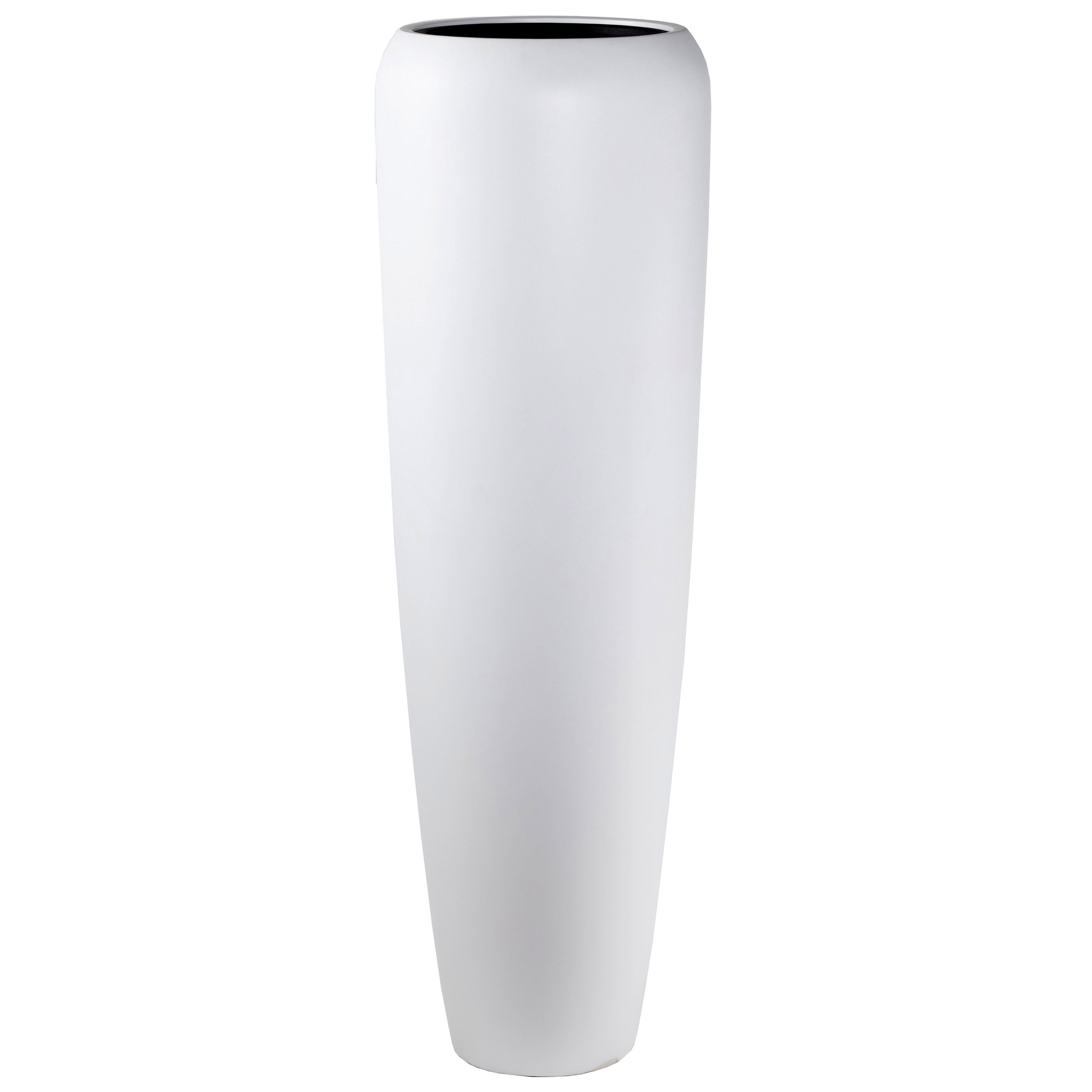 Flingora Bodenvase Cleo, mit Einsatz - Fiberglas - Indoor & Outdoor - Samtweiß - Höhe 117 cm