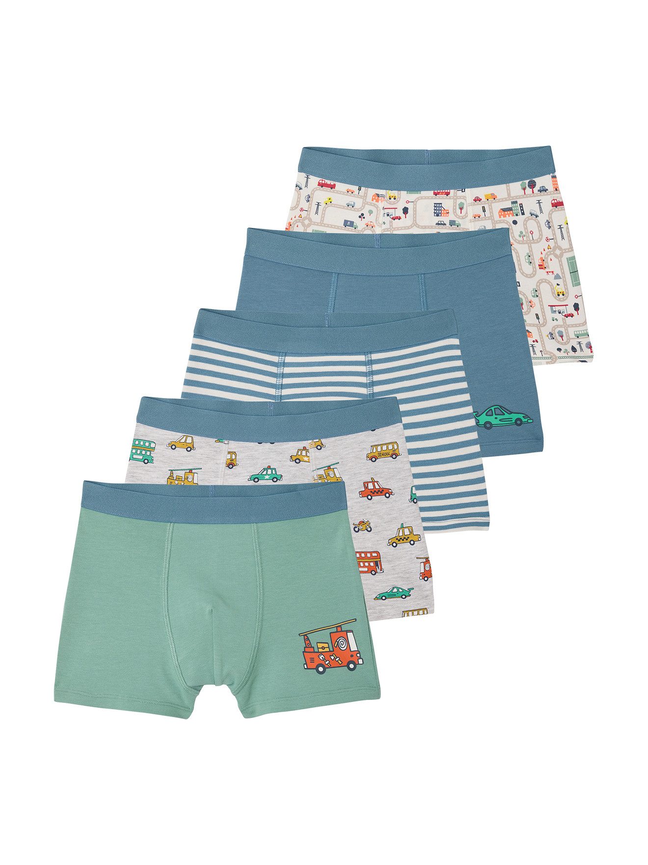 vertbaudet Boxershorts Boxershorts mit Auto- und Straßen-Motiven, Jungen 5er-Pack, Bio-Baumwolle – Bild 2 von 5