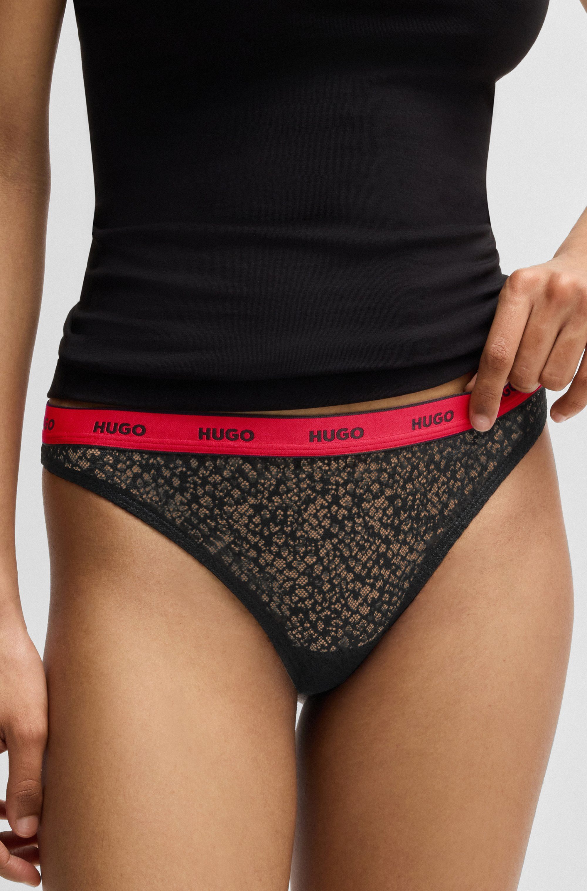 HUGO Slip TRIPLE THONG LACE mit Struktur