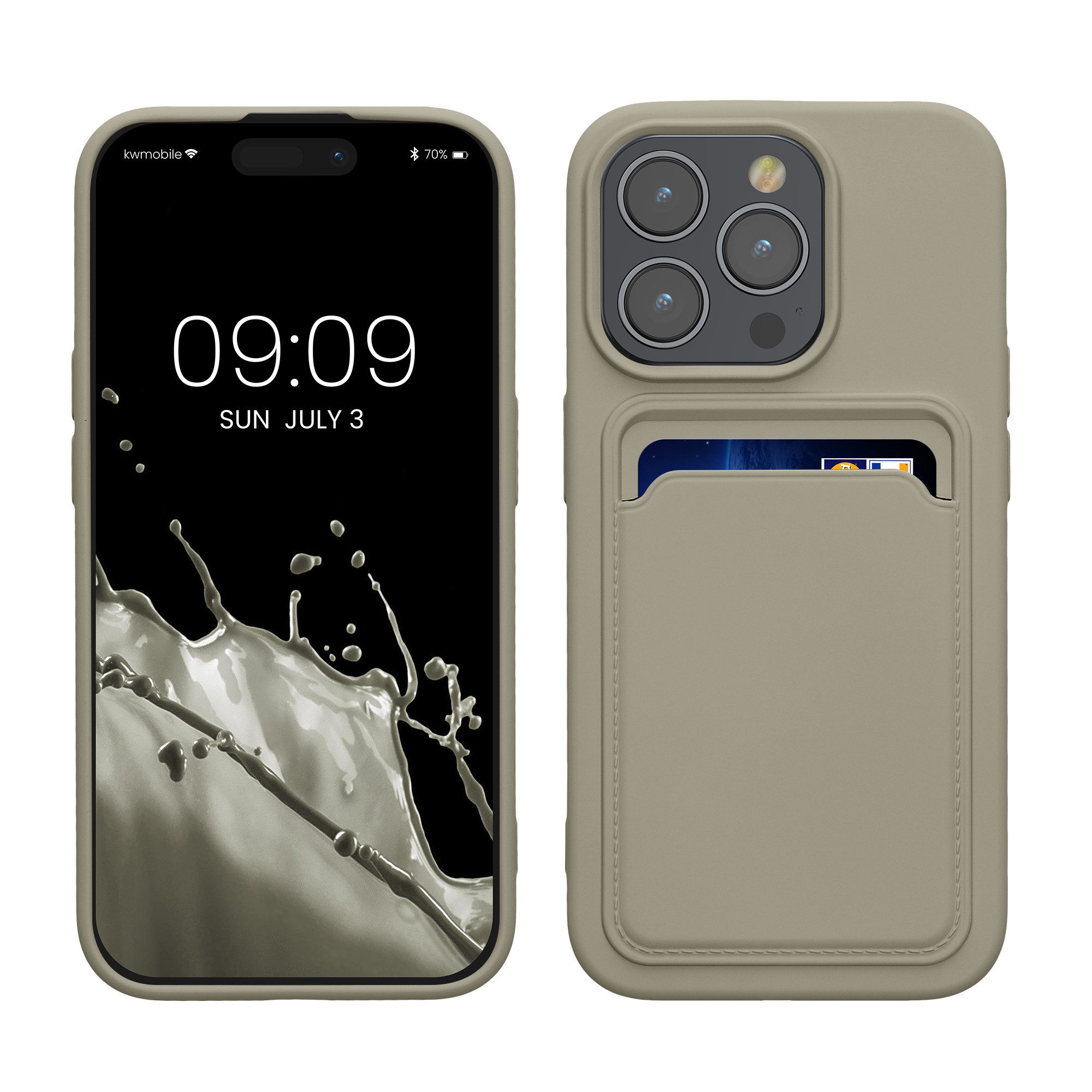kwmobile Handyhülle Hülle für Apple iPhone 15 Pro, Handyhülle mit Fach für Karten - Handy Cover Case