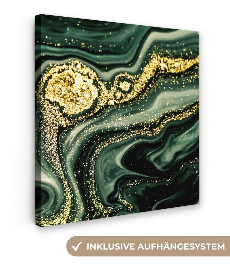 OneMillionCanvasses® Leinwandbild Marmor - Gold - Glitter - Grün -  Marmoroptik - Luxus, (1 St), Leinwand Bilder für Wohnzimmer Schlafzimmer,  50x50 cm
