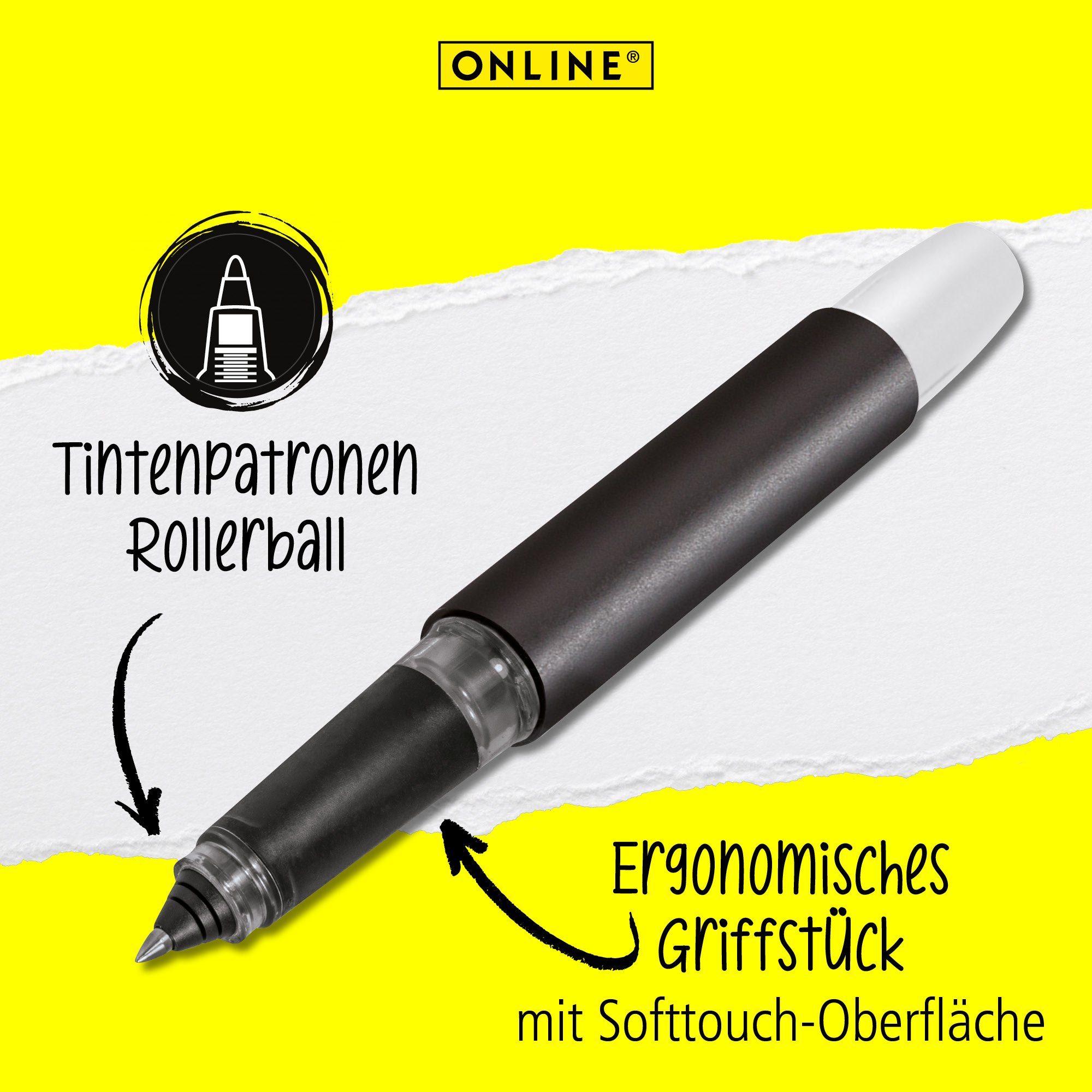 Online Pen Tintenroller Campus Tintenpatronen-Rollerball, ergonomisch, ideal für die Schule, hergestellt in Deutschland