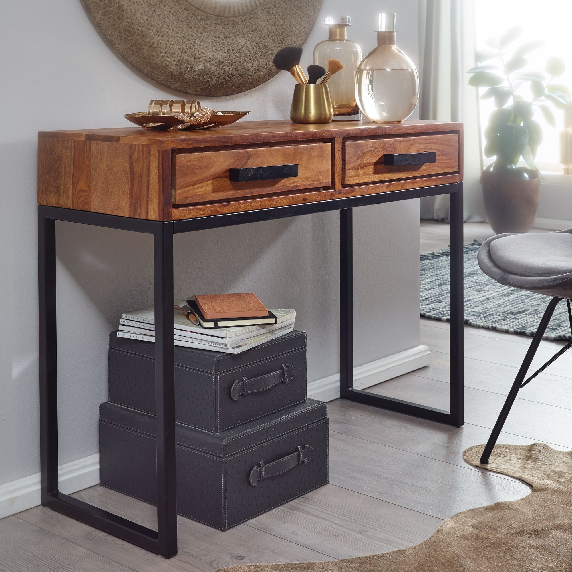 FINEBUY Konsolentisch FB58260 (Massivholz / Metall günstig online kaufen