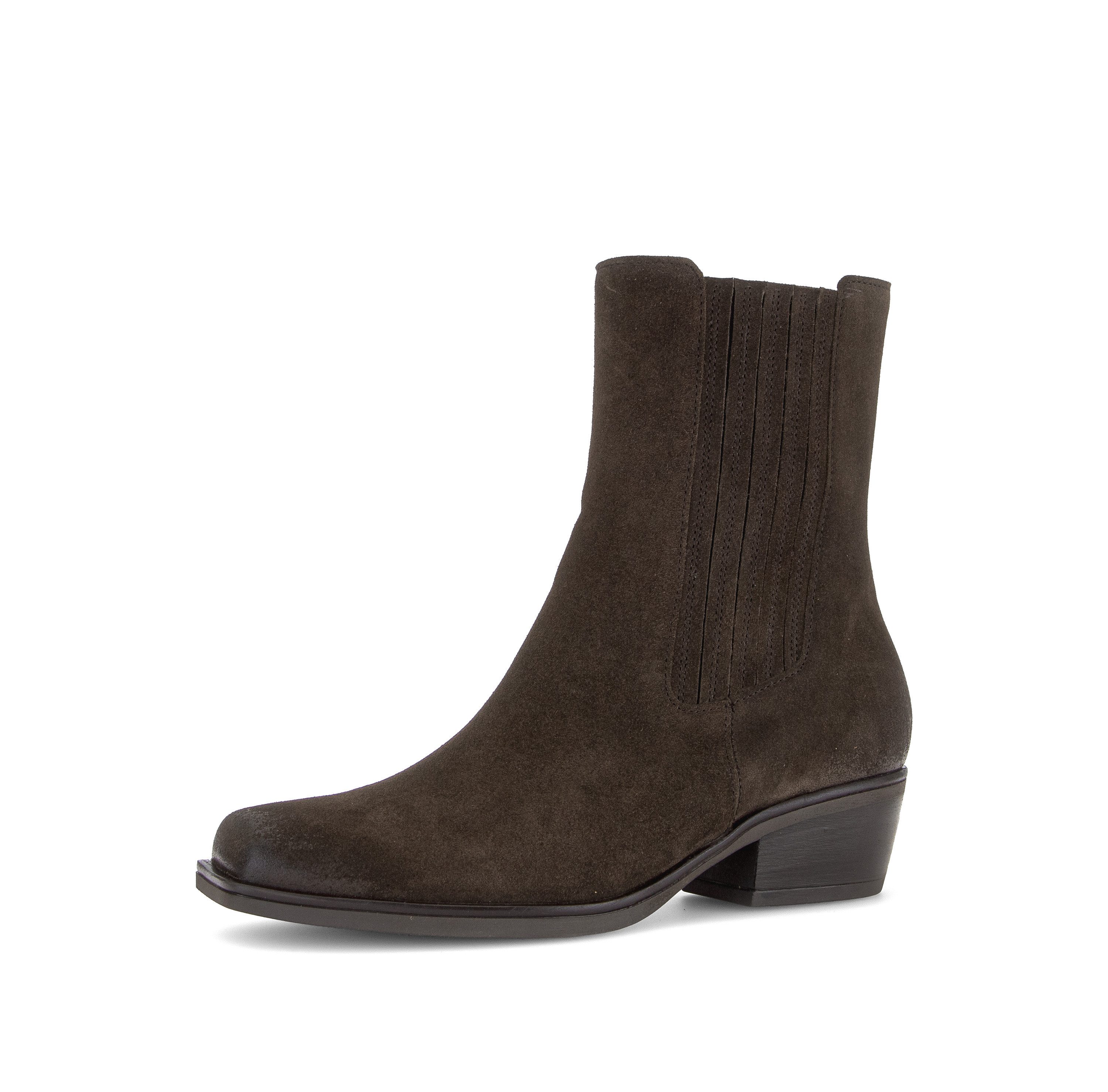 Gabor Westernstiefelette Blockabsatz, Cowboyboots in eckiger Karreeform, Weite G (weit)