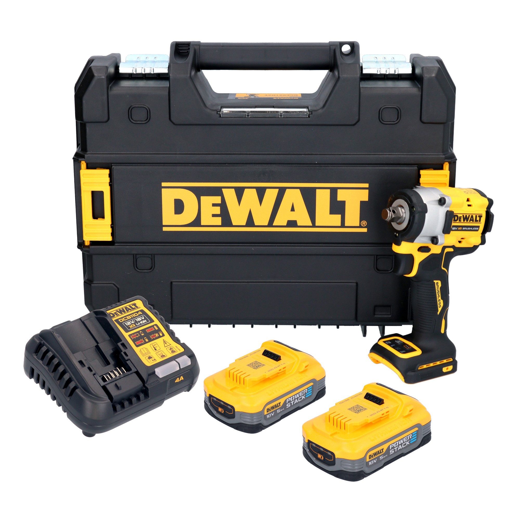 DeWalt Akku-Schlagschrauber DCF 921 H2T 18 V 400 Nm + 2x Powerstack Akku 5,0Ah + Ladegerät + TSTAK