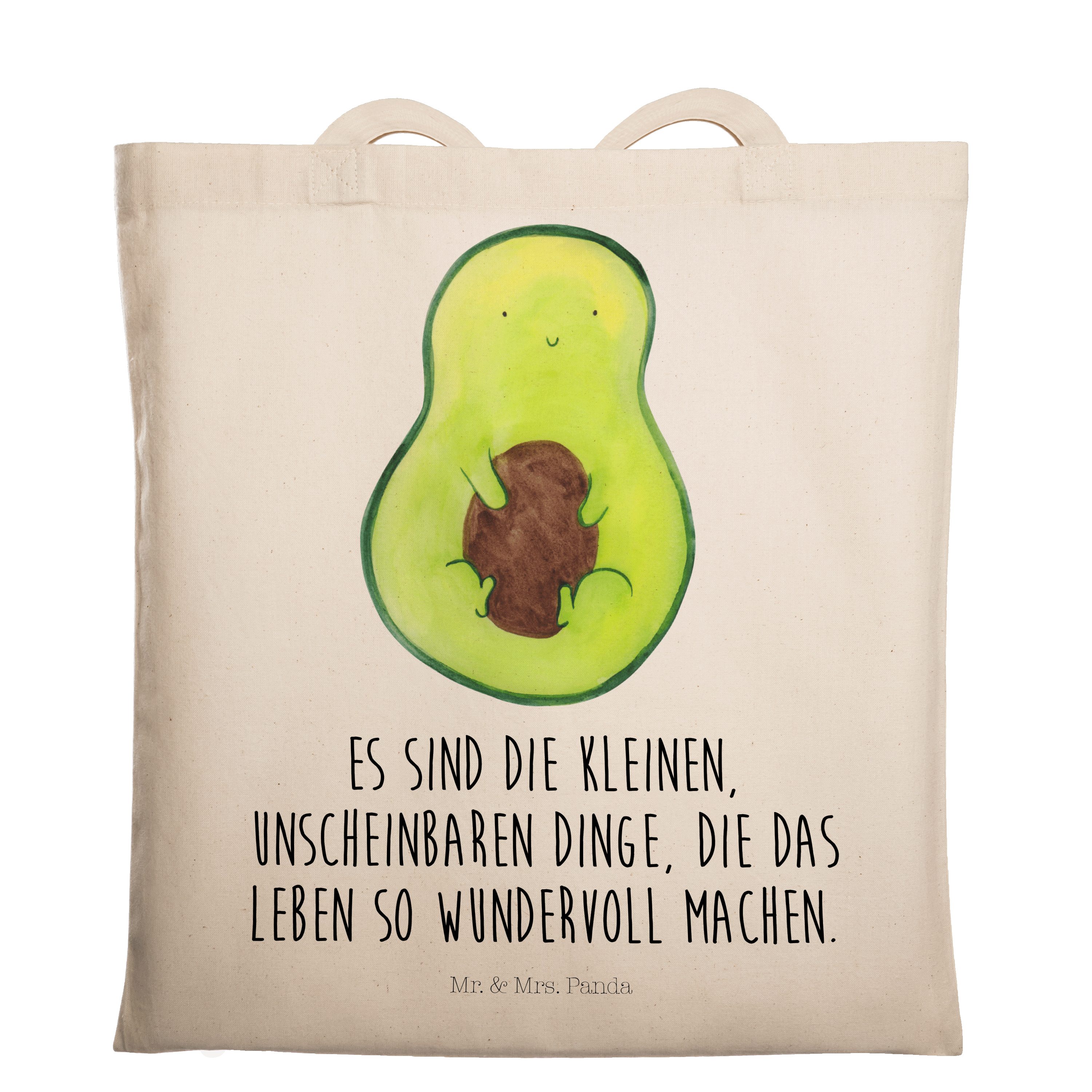 Mr. & Mrs. Panda Tragetasche Avocado mit Kern - Transparent - Geschenk, Vegan, Avocadokern, Spruch (1-tlg)