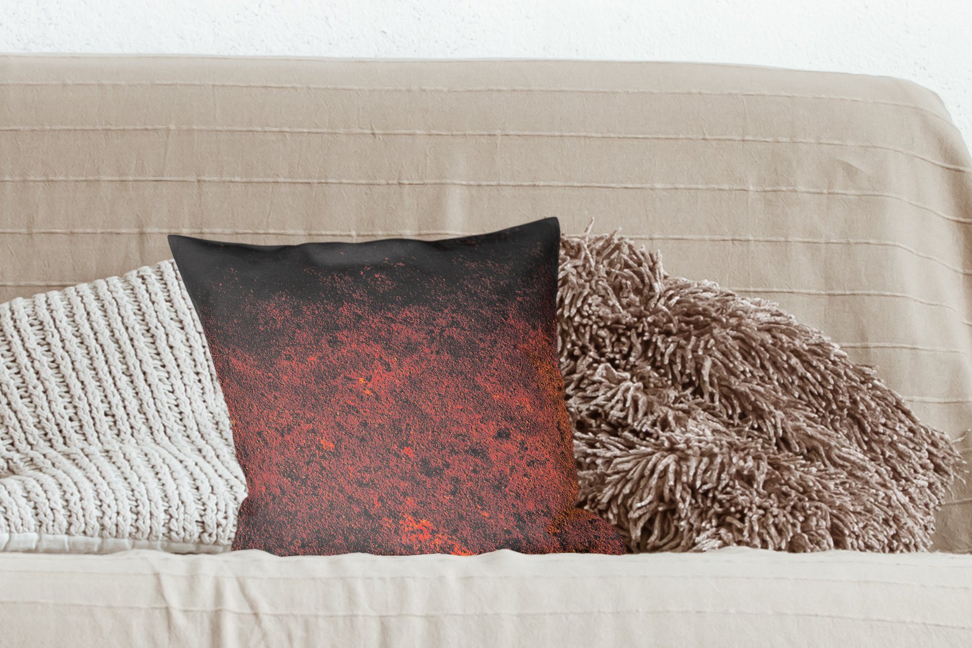 Schlafzimmer, - für Füllung Rost Sofakissen Braun, Zierkissen - Wohzimmer, MuchoWow Orange Dekokissen Deko, mit