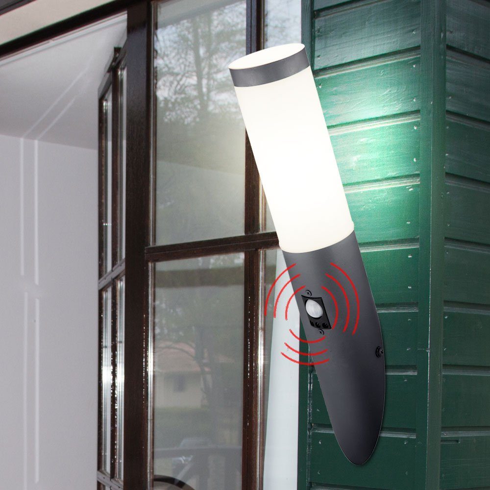 Warmweiß, Außen-Stehlampe, Leuchtmittel LED Bewegungsmelder im Fackel etc-shop Leuchte inklusive, Außen ANTRHAZIT Wand Fassaden Lampe
