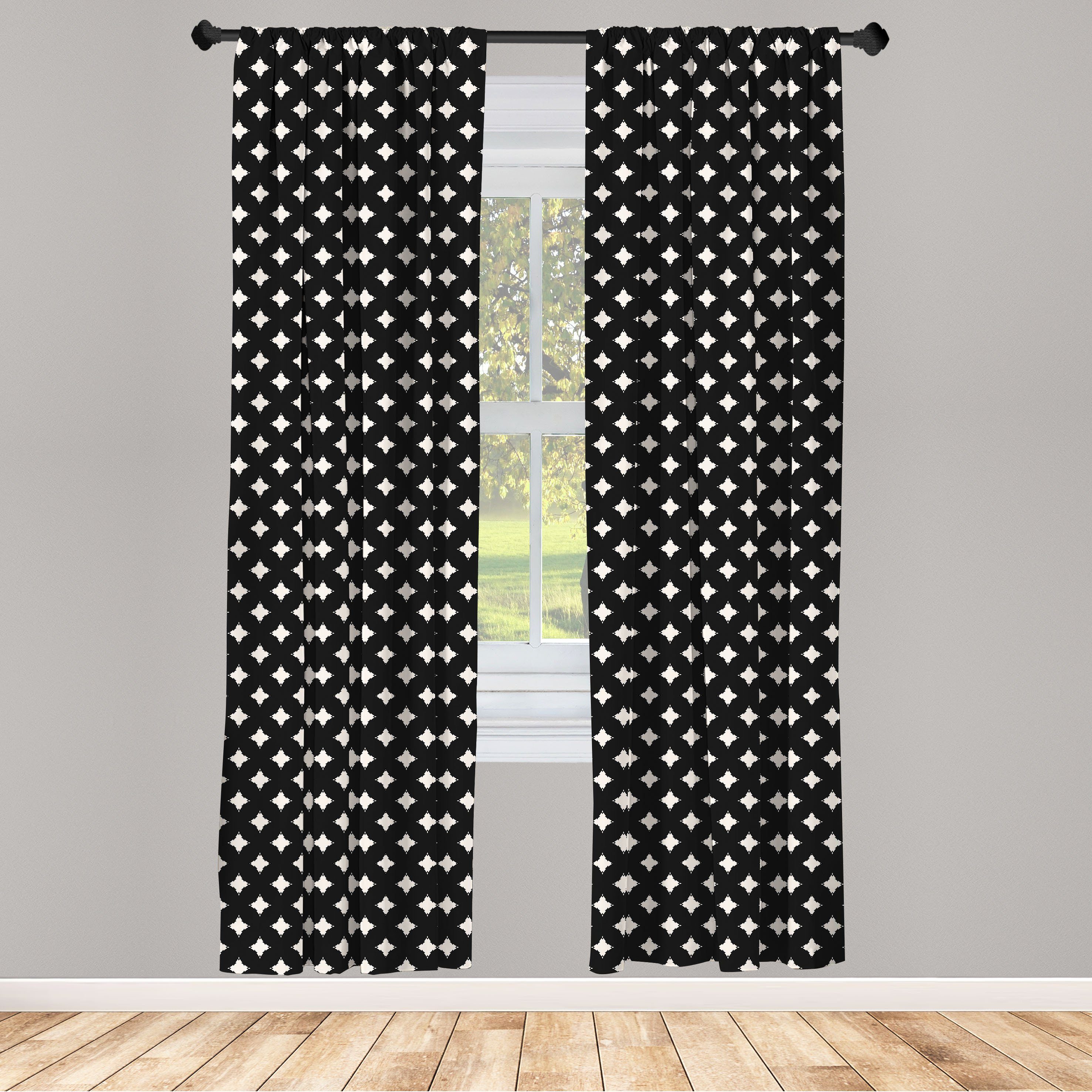 Gardine Vorhang für Wohnzimmer Schlafzimmer Dekor, Abakuhaus, Microfaser, Abstrakte Geometrie Schmutz-Art-Stern