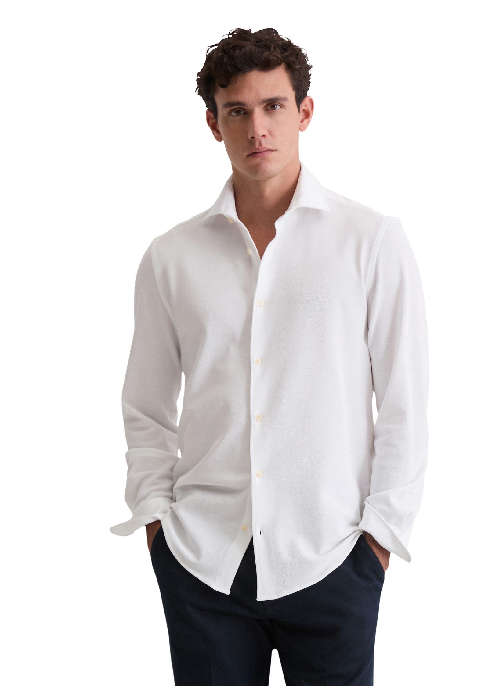 Marc O'Polo Langarmhemd Shaped Fit, mit feiner Piqué-Struktur günstig online kaufen