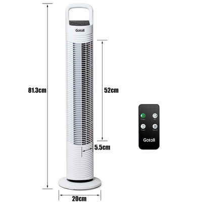 Gotoll Turmventilator GL302R, H:81,3 cm Standventilator Säulenventilator 70° Ventilator mit Fernbedienung und Timer mit Tragegriff