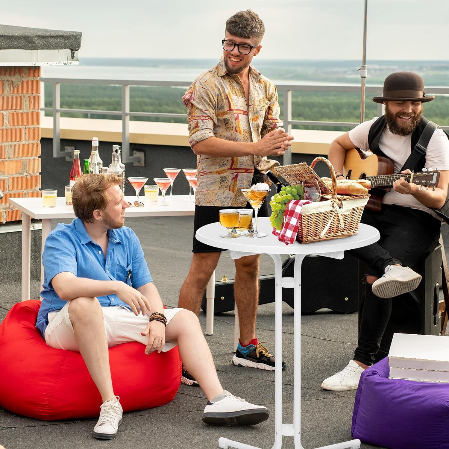 Woltu Stehtisch, mit Husse, klapptisch wetterfest rund, für Garten Party Ho günstig online kaufen