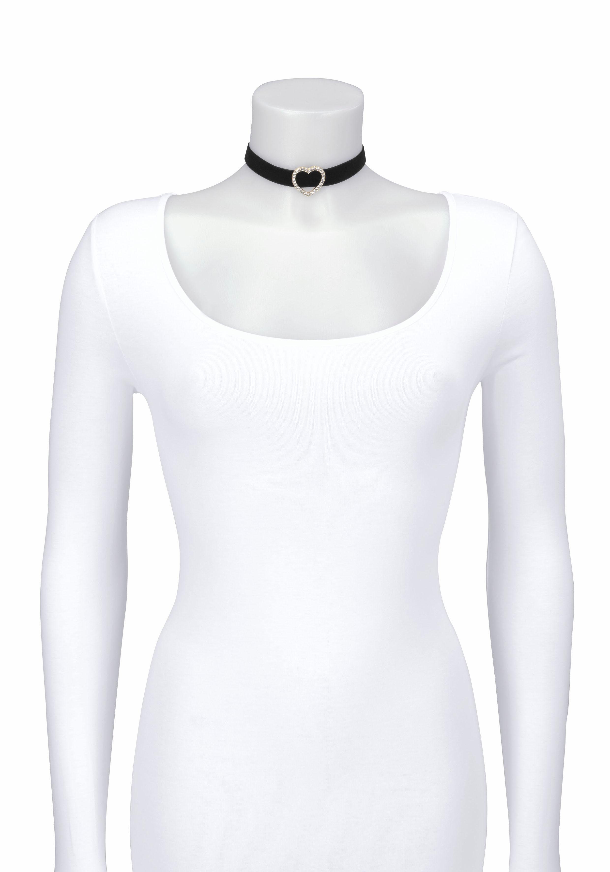 Firetti Choker aus schwarzem Samt mit Herz Element, mit Glasstein
