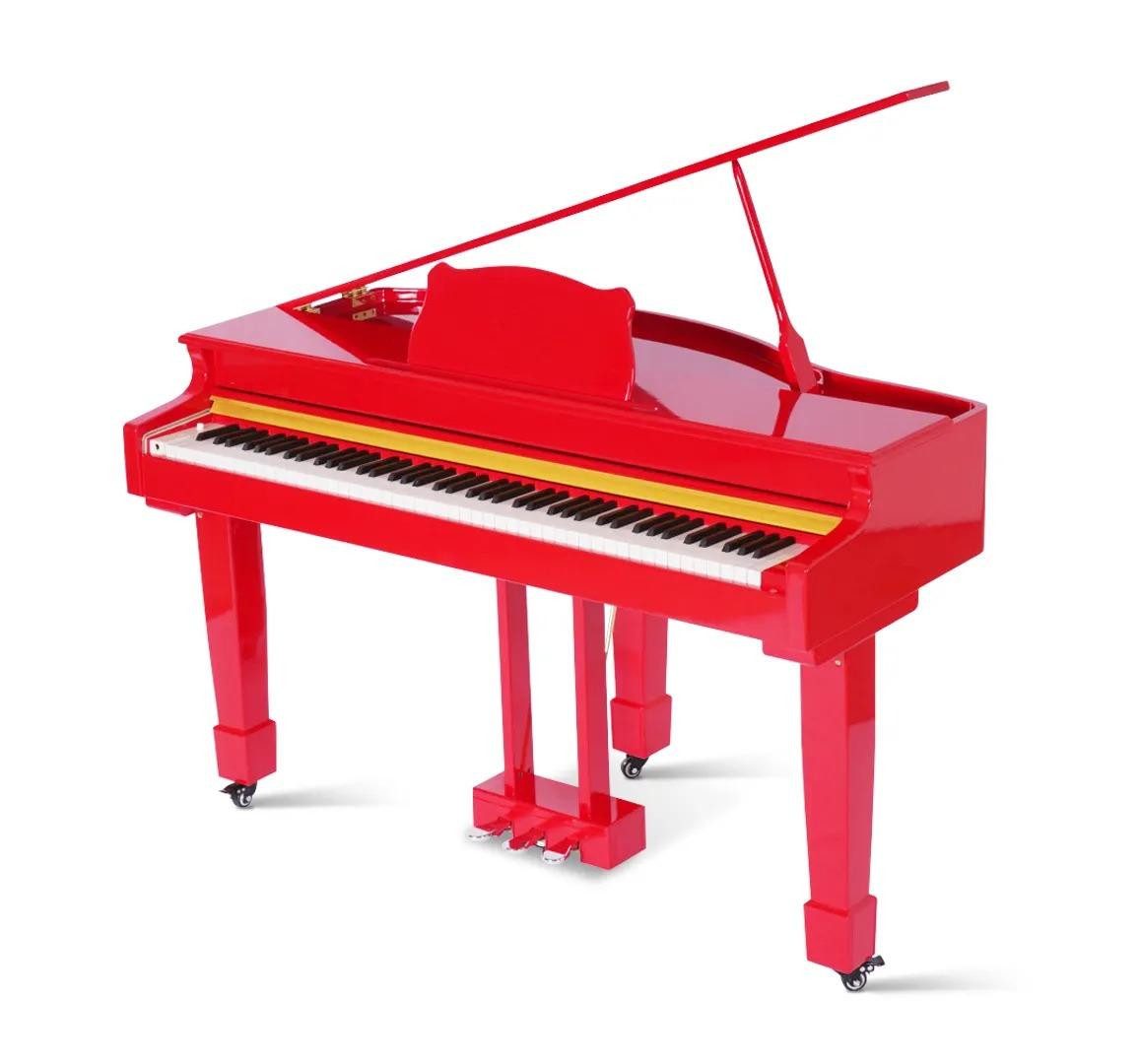 JVmoebel Flügel Klavier Rotes Digitalpiano im Hochglanz-Finish mit realistischer Tastatur (1-St., Maße Flügel), Made in Europe
