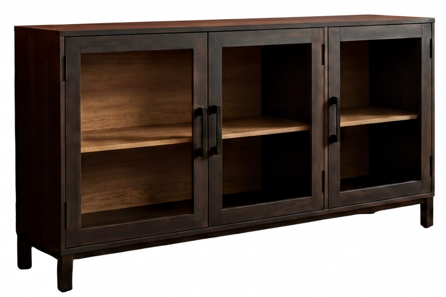 WOLF MÖBEL Sideboard (150 x 40 x 80), EASY Kommode mit 3 Glastüren