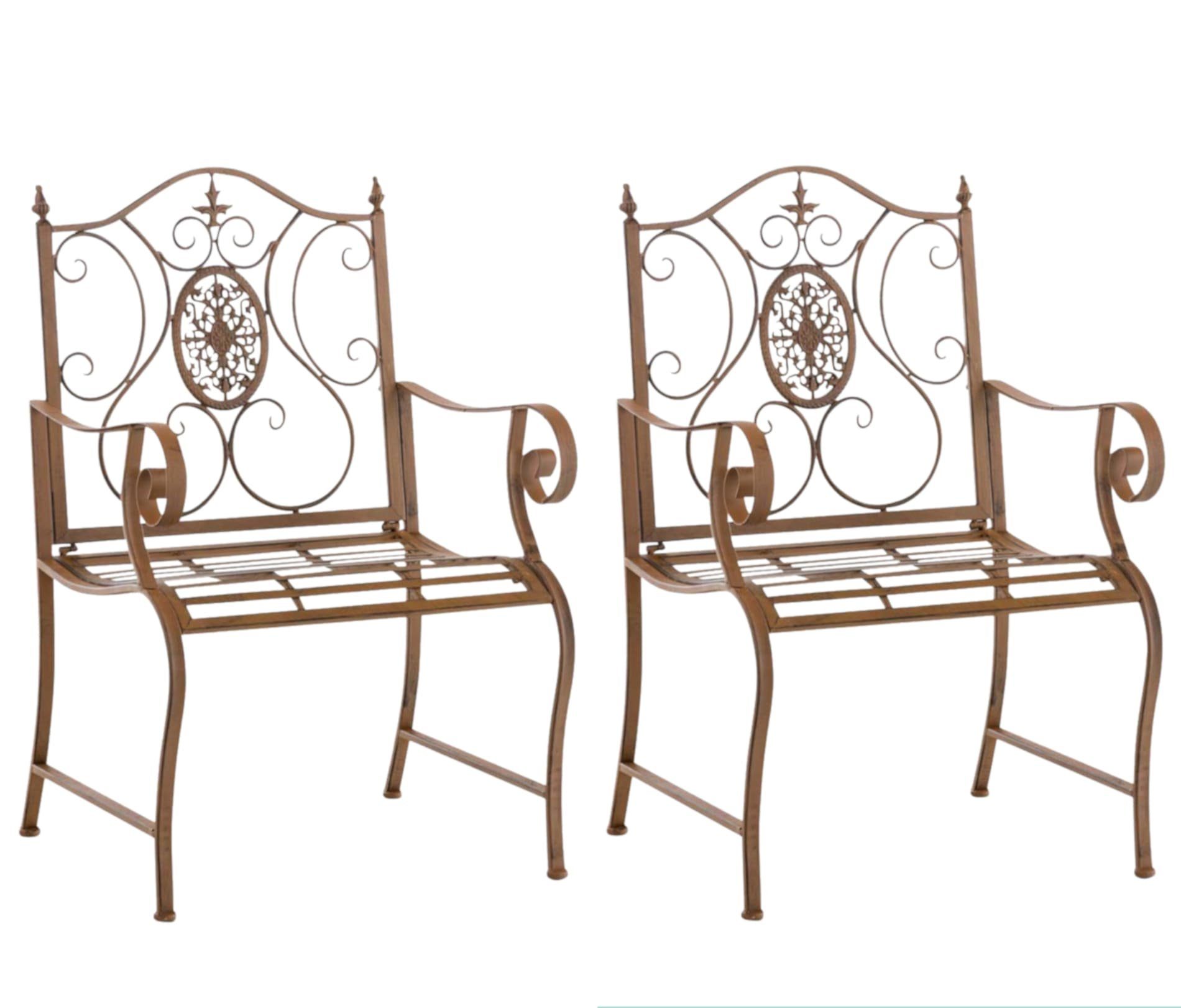 CLP Gartenstuhl Punjab (2er Set), Vintage, Eisen, Armlehnen, klappbar antik braun | Stühle