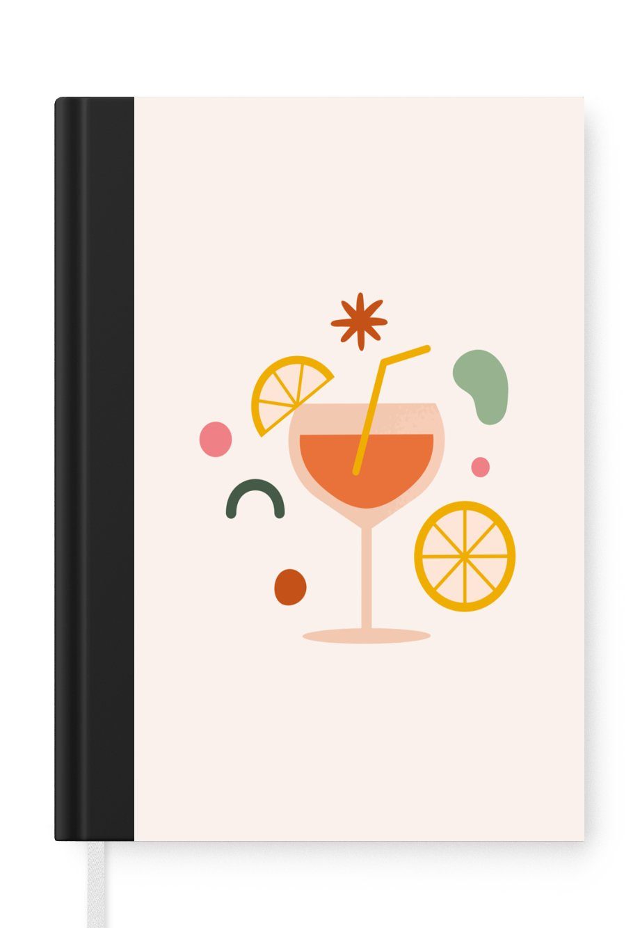 MuchoWow Notizbuch Cocktail - Notizheft, Haushaltsbuch A5, 98 - Merkzettel, Orange Tagebuch, Seiten, Sommer, Journal