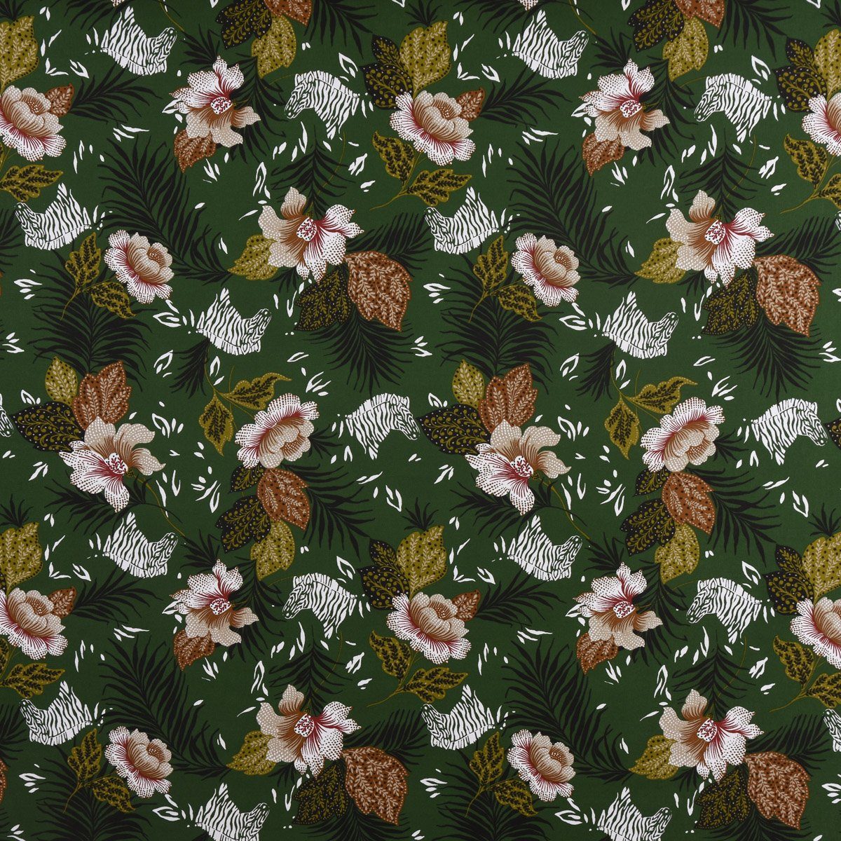 Baumwolle, SCHÖNER ZOOP schwarz Vorhang Vorhang LEBEN. Zebra Blumen braun Germany, Smokband (1 LEBEN., in SCHÖNER handmade, St), made blickdicht, weiß 245c, grün vorgewaschen