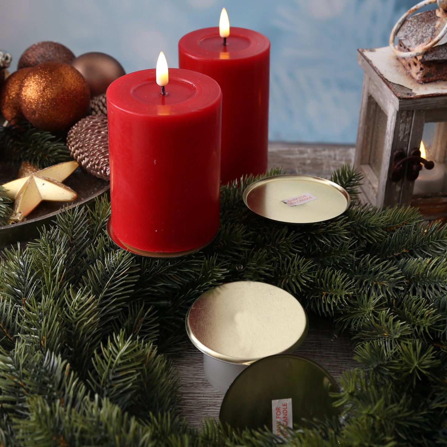 Adventskranzstecker (4 Adventskerzenhalter MARELIDA ohne St) Kerzenhalter f.LED Dorn Kerzen 4St 8cm