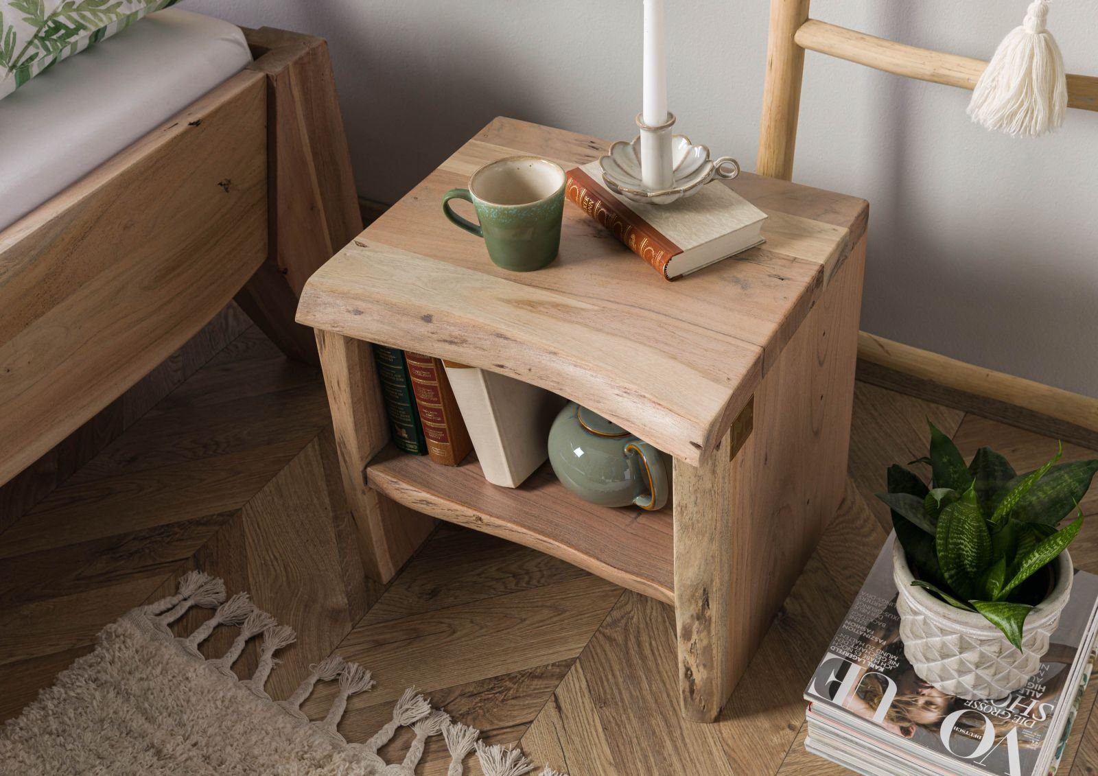 Massivmoebel24 Nachttisch PURE ACACIA (Massivholz, Massivholztisch), Nachtt günstig online kaufen