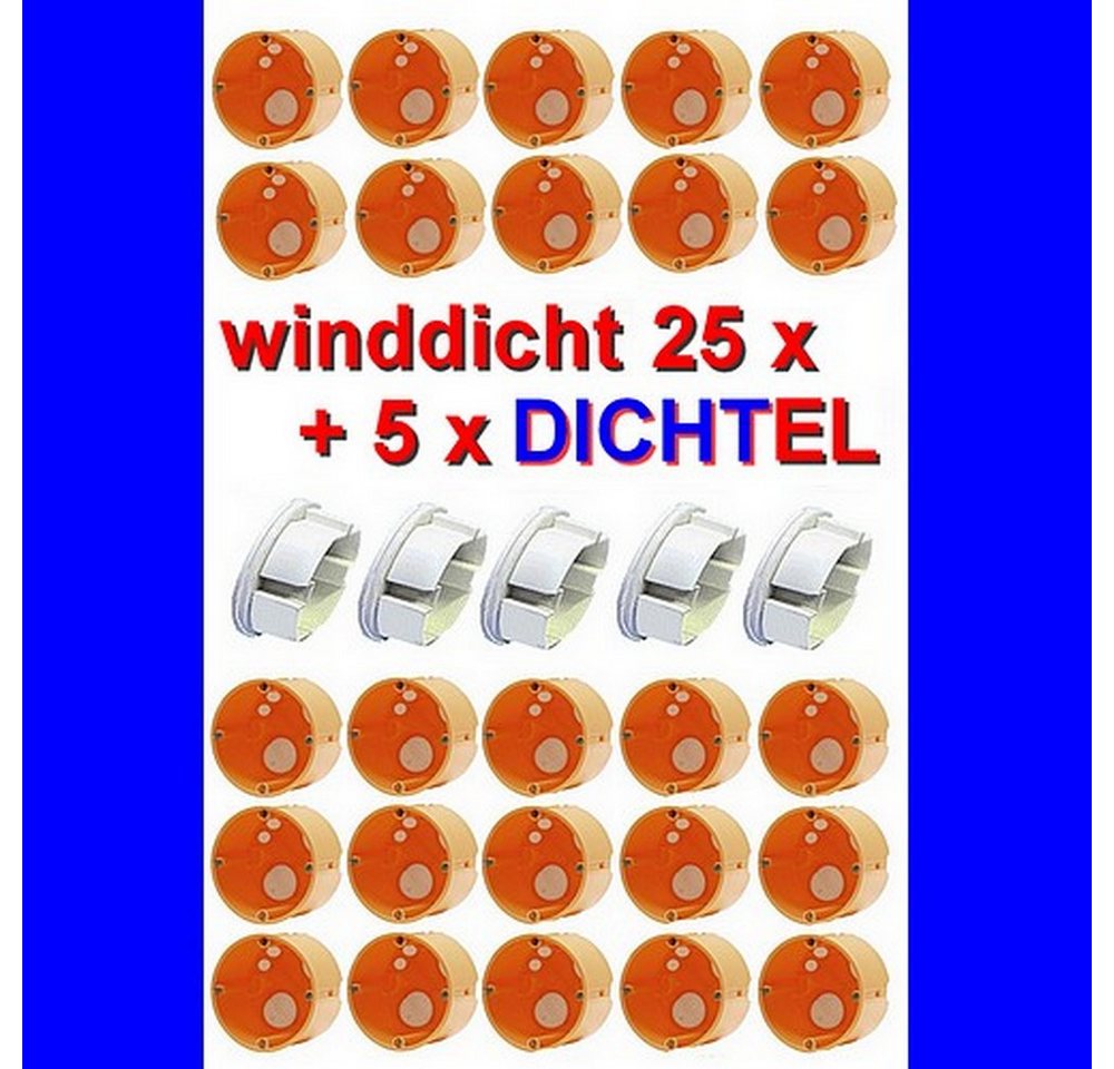 Thumbnail - DICHTEL Steckdosenblende Hohlwanddose winddicht HK50 Ø68x48mm Gerätedose luftdicht HWD, (30 tlg), Hohlwanddose winddicht...