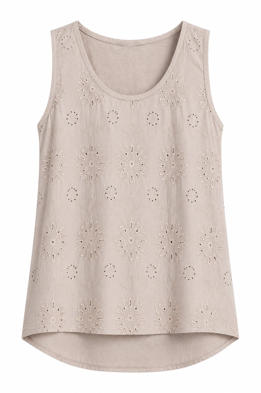 ITALY VIBES Shirttop - ärmelloses Boho Lochstickerei Top für Damen ONE SIZE / passend für Größe M - XL