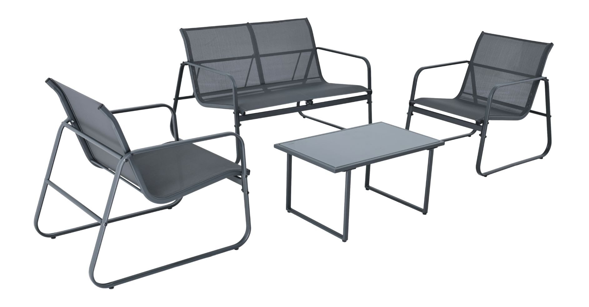 Outdoor Gartenlounge-Set Lounge-Set outdoor MERIDA grau Gartenset Loungemöbel Gartenmöbel