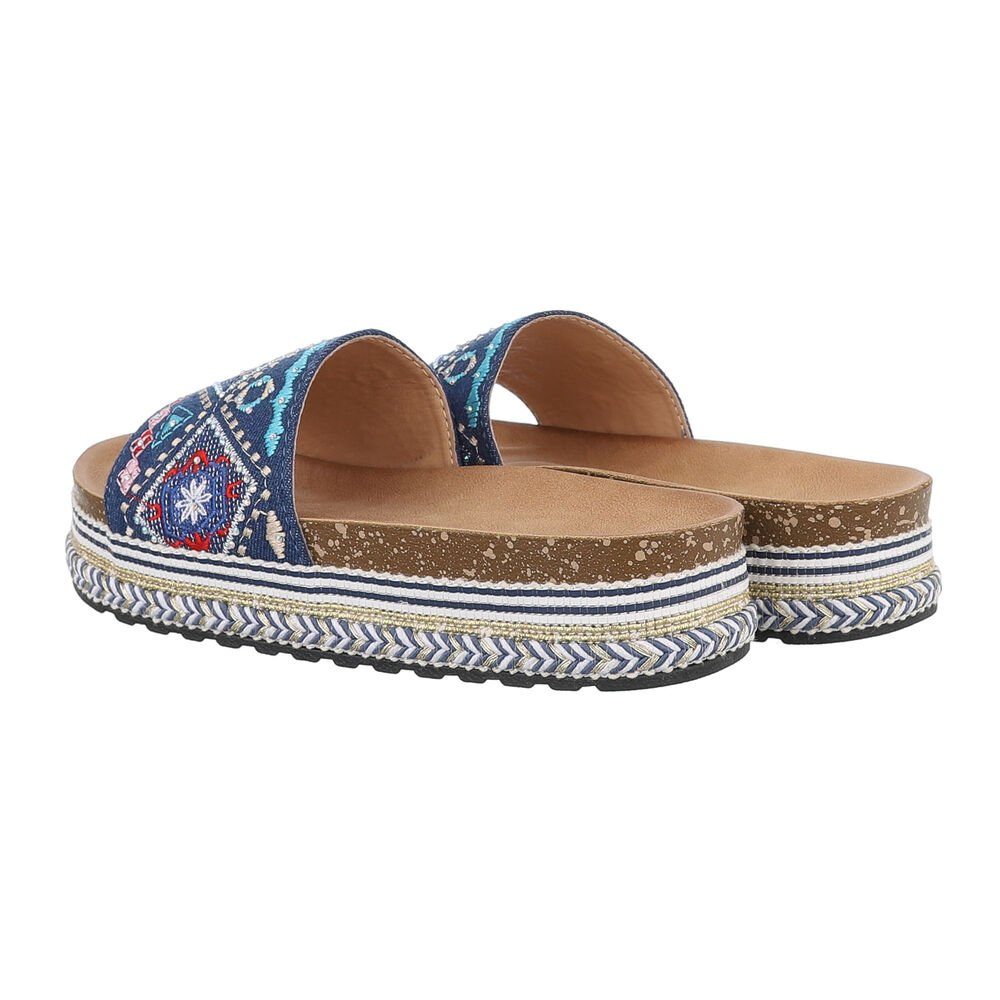 Ital-Design Damen Mules Freizeit Plateausandaletten (85698102) Flach Pantoletten in Blau