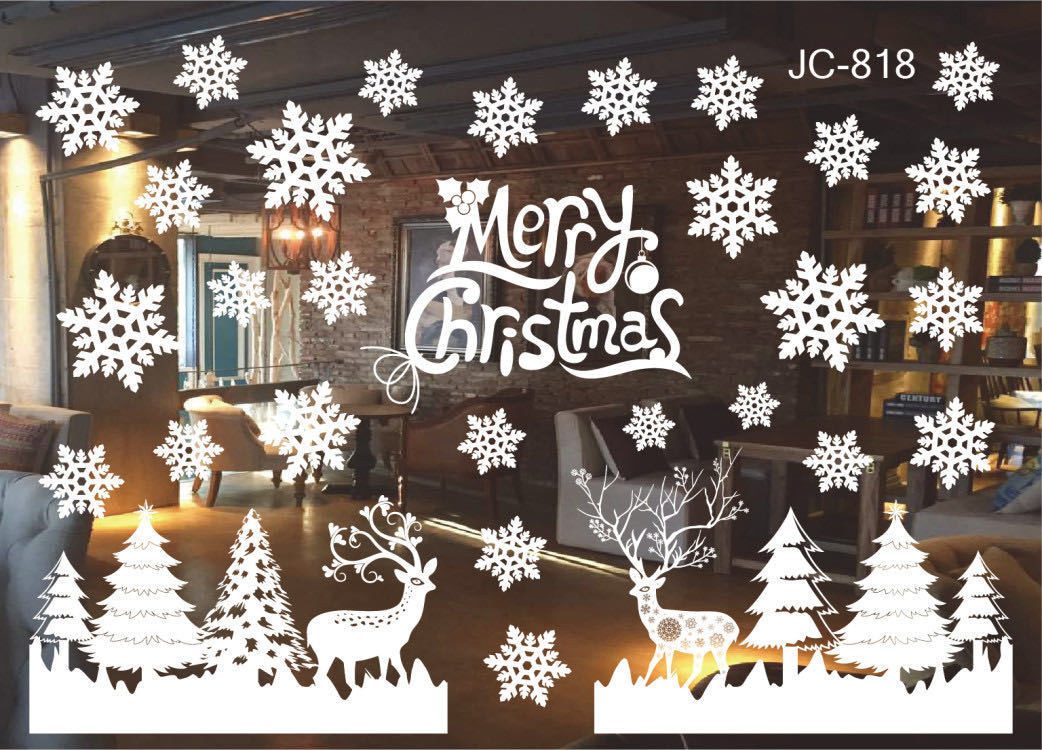 Coonoor Fenstersticker Fensterbilder Weihnachten Selbstklebend, Weihnachtsdeko Fenster, Groß Fensterbild Winter für Glas Tür Fensterdeko Weihnachten Deko