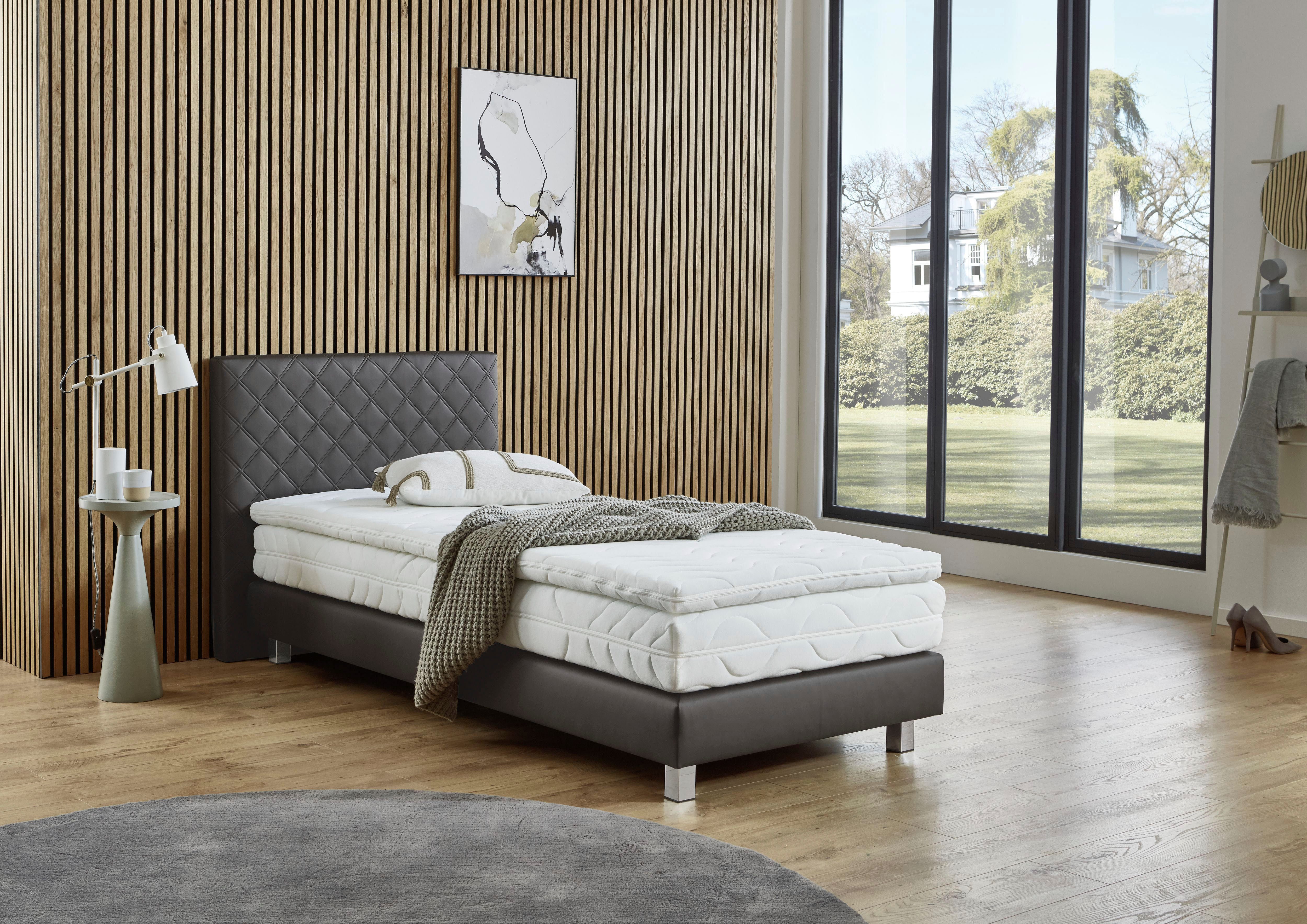 Westfalia Schlafkomfort Boxbett Kyoto, Kunstleder,Bonnell-,Kaltschaum-&Taschenferderkern wählbar in H2,H3,H4