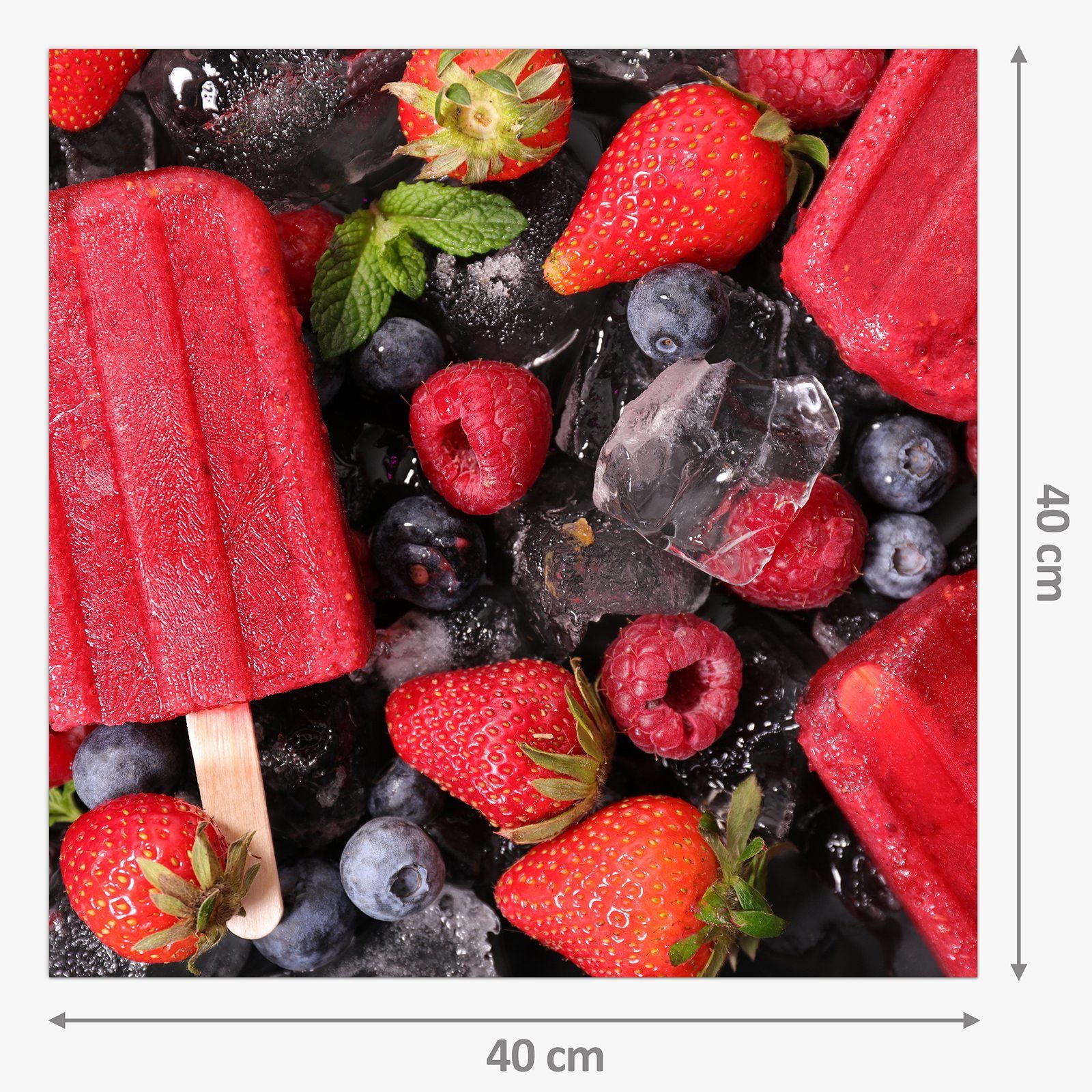 Motiv Eis Glas Erdbeere Küchenrückwand Primedeco Küchenrückwand mit Fruchtiges Spritzschutz