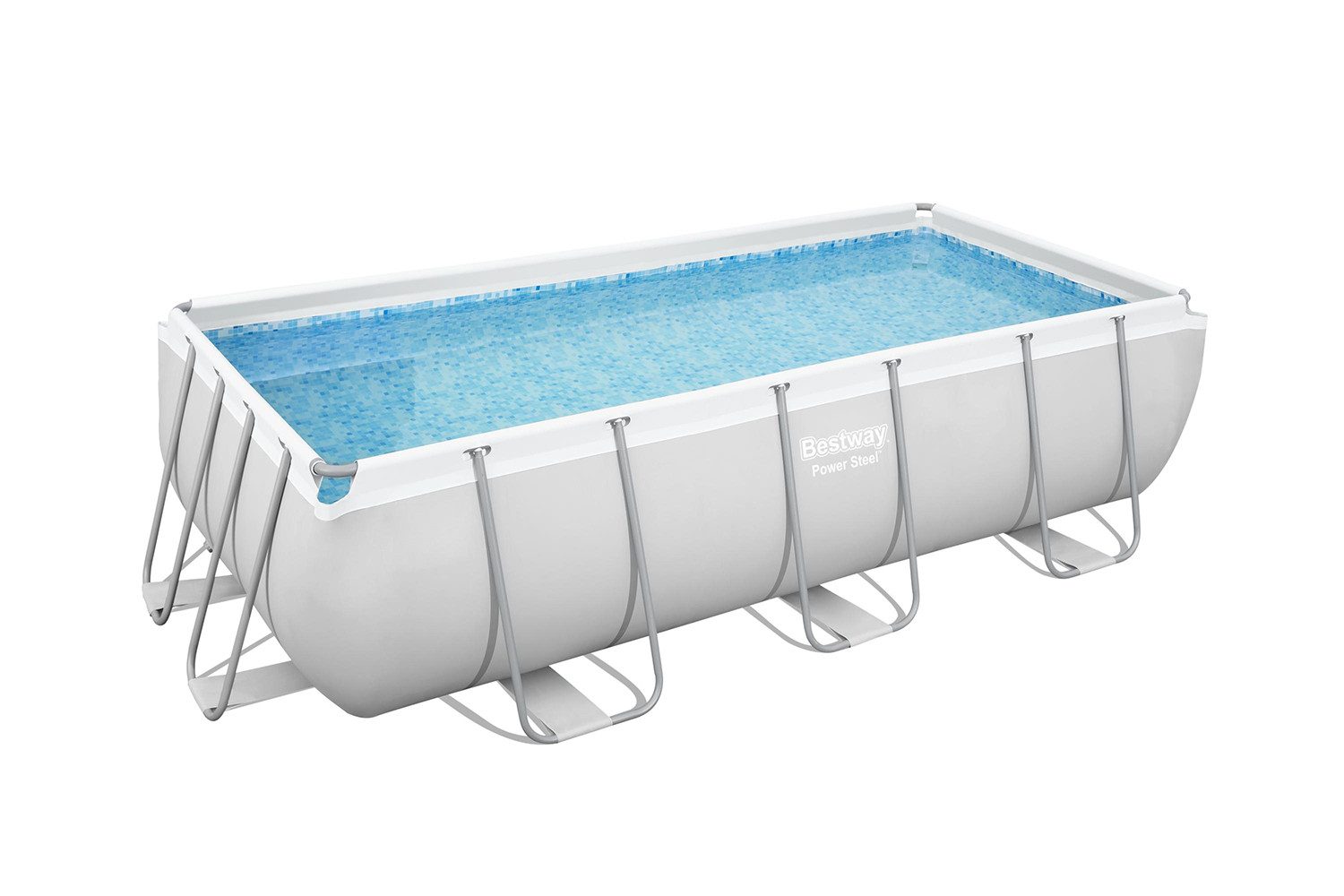 Bestway Framepool Power Steel™ Solo Pool ohne Zubehör 404 x 201 x 100 cm, lichtgrau, (Packung, ohne Zubehör)