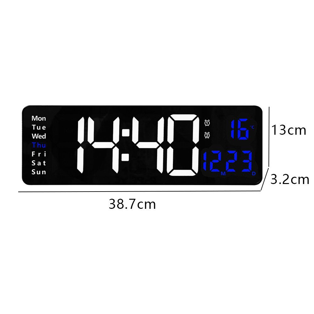 GelldG Wecker Digitale Uhr Wanduhr Datum,Wochentemperatur große mit mit LED-Display