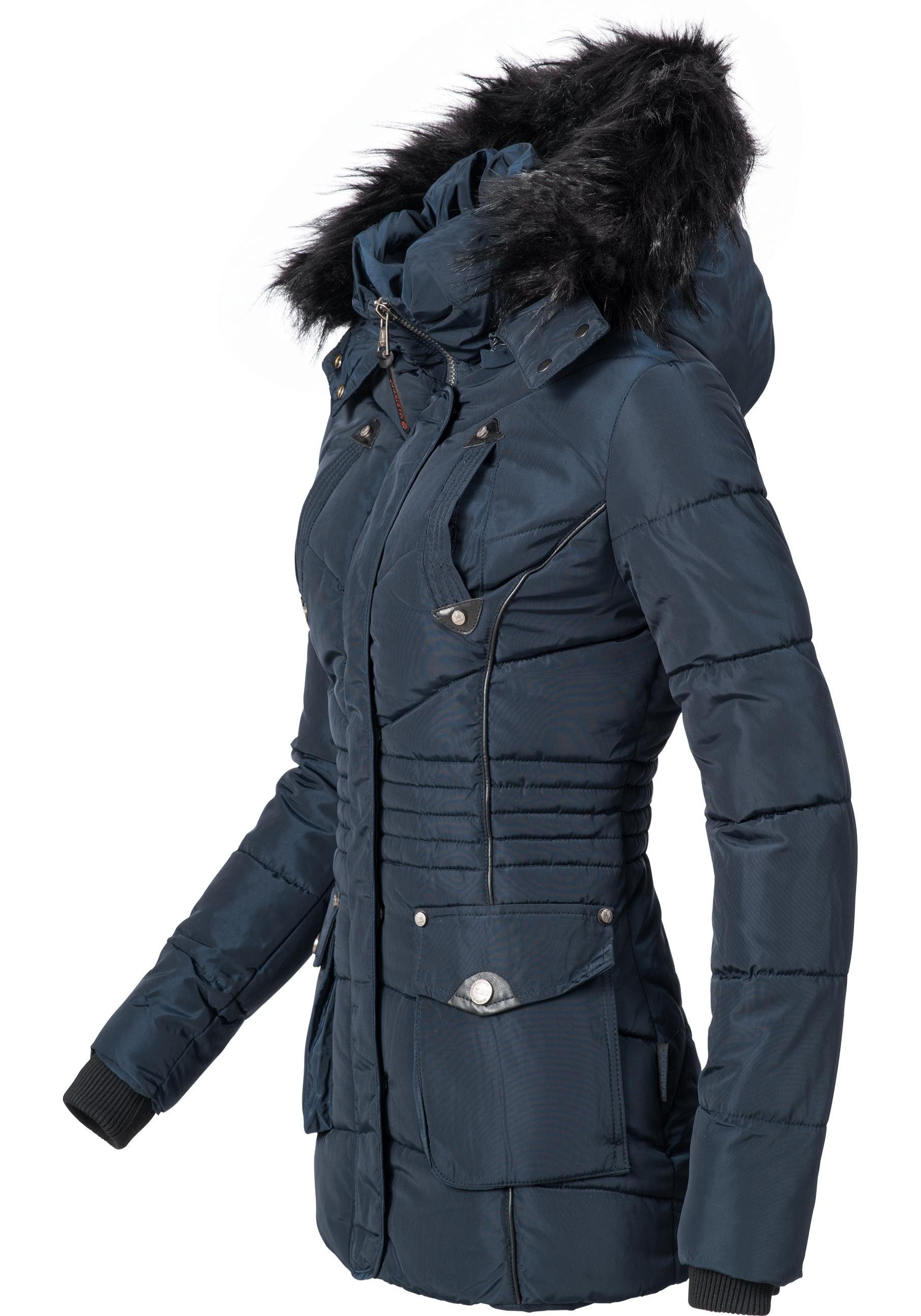 Marikoo Steppjacke Vanilla edle Winterjacke m. Kunstfellkapuze günstig online kaufen