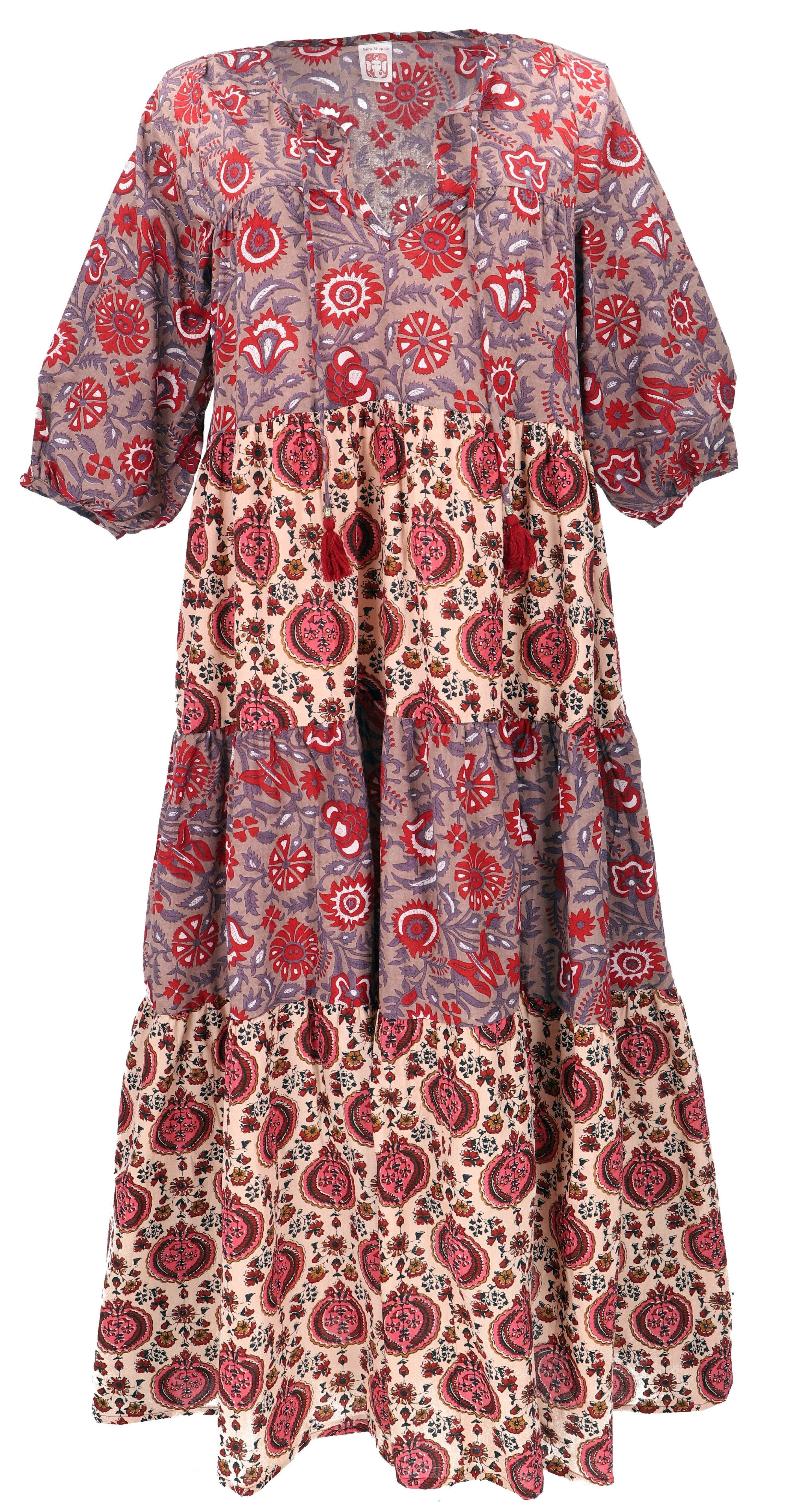 Guru-Shop Midikleid Boho Baumwoll Maxikleid, gestuftes günstig online kaufen