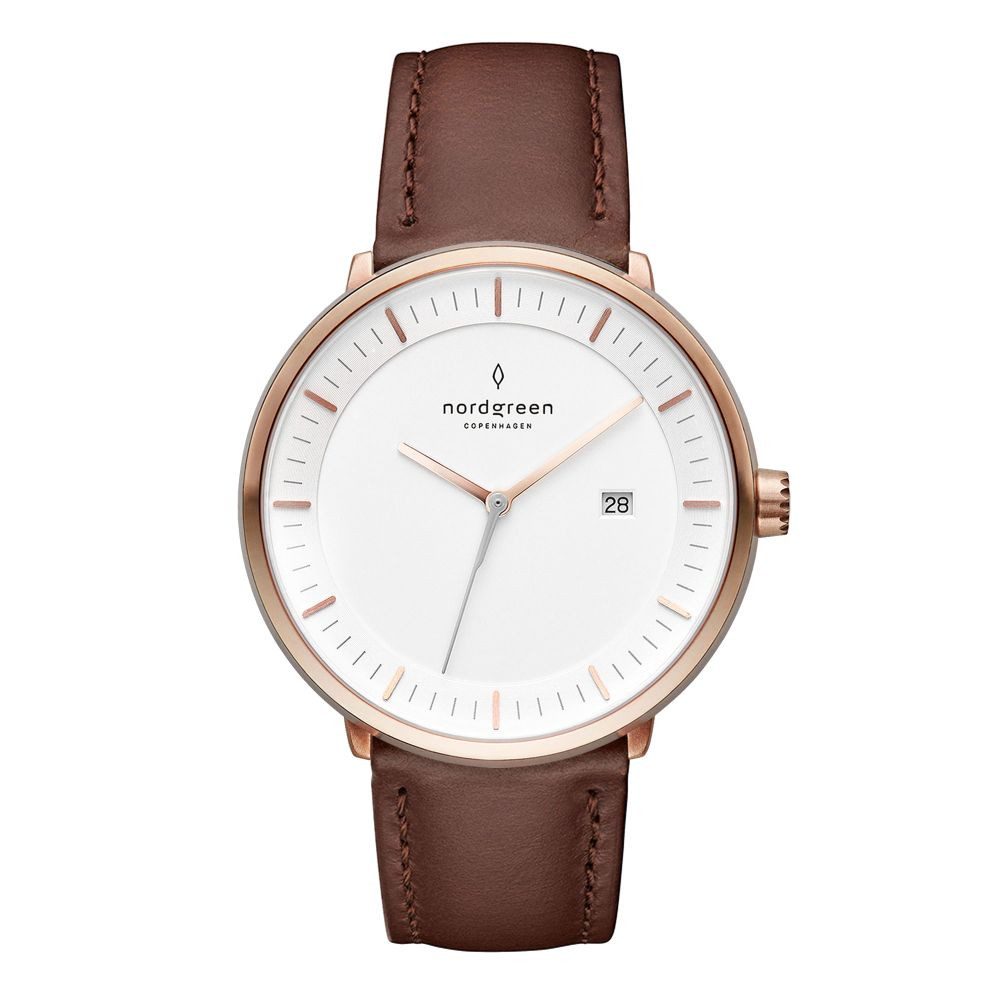 Nordgreen Quarzuhr nordgreen Herren Uhr PH40RGLEBRXX Philosopher Rosé vergoldet, (1-tlg)
