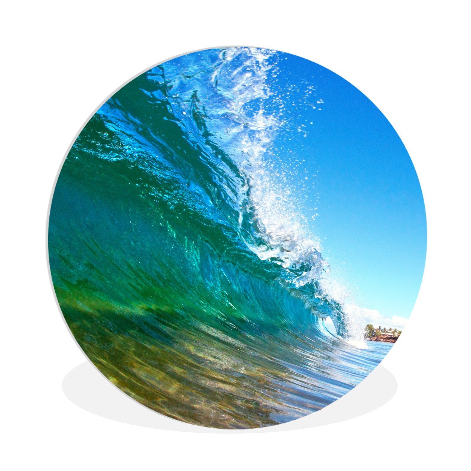 MuchoWow Gemälde Nahaufnahme einer Welle, die sich vor der Küste von Hawaii bricht, (1 St), Kreis Wanddekoration Forex, Rundes Wandbild, Wohnzimmer, 30x30 cm