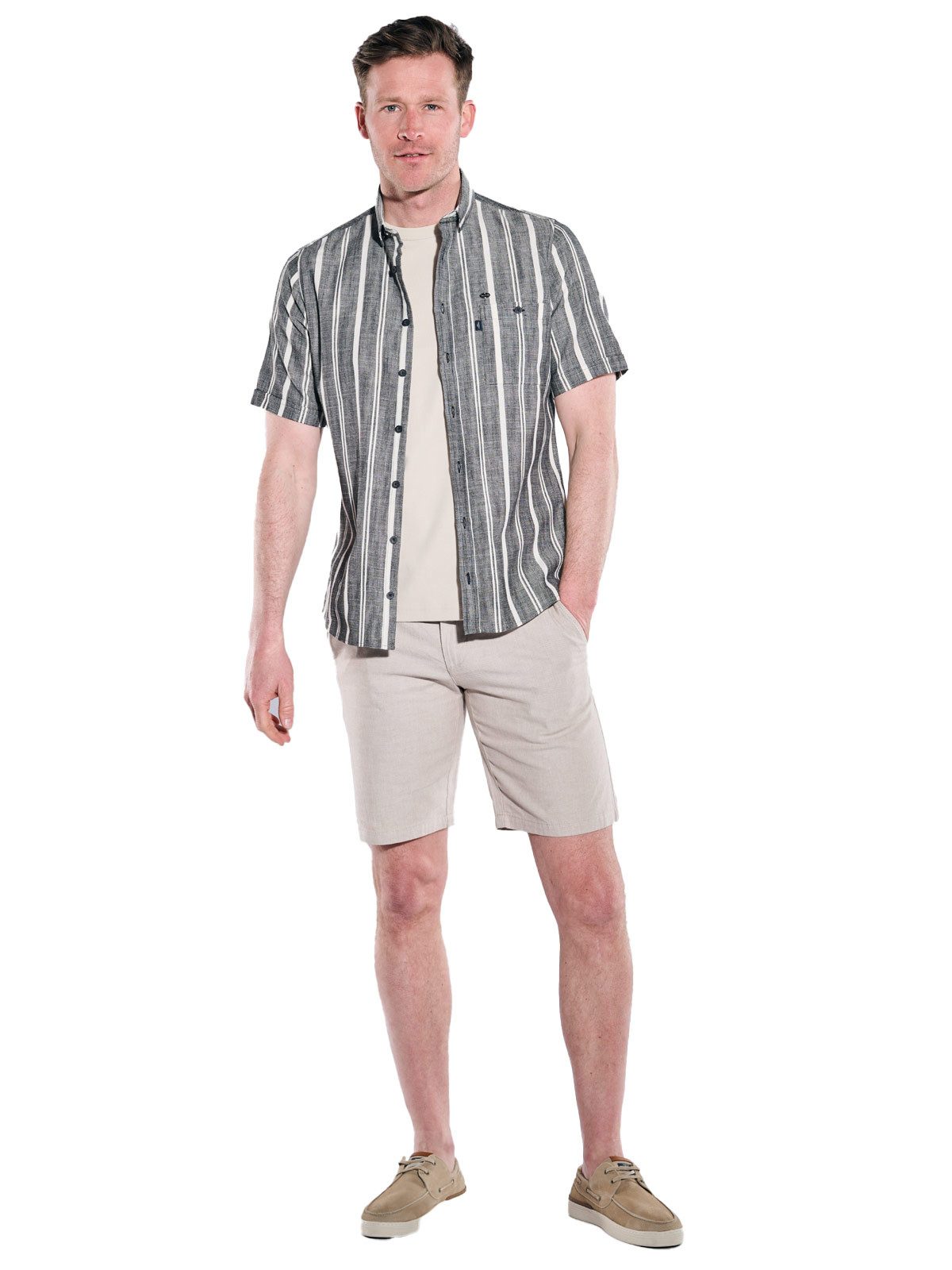 Engbers Kurzarmhemd Herren Kurzarm-Hemd gestreift, Schwarz