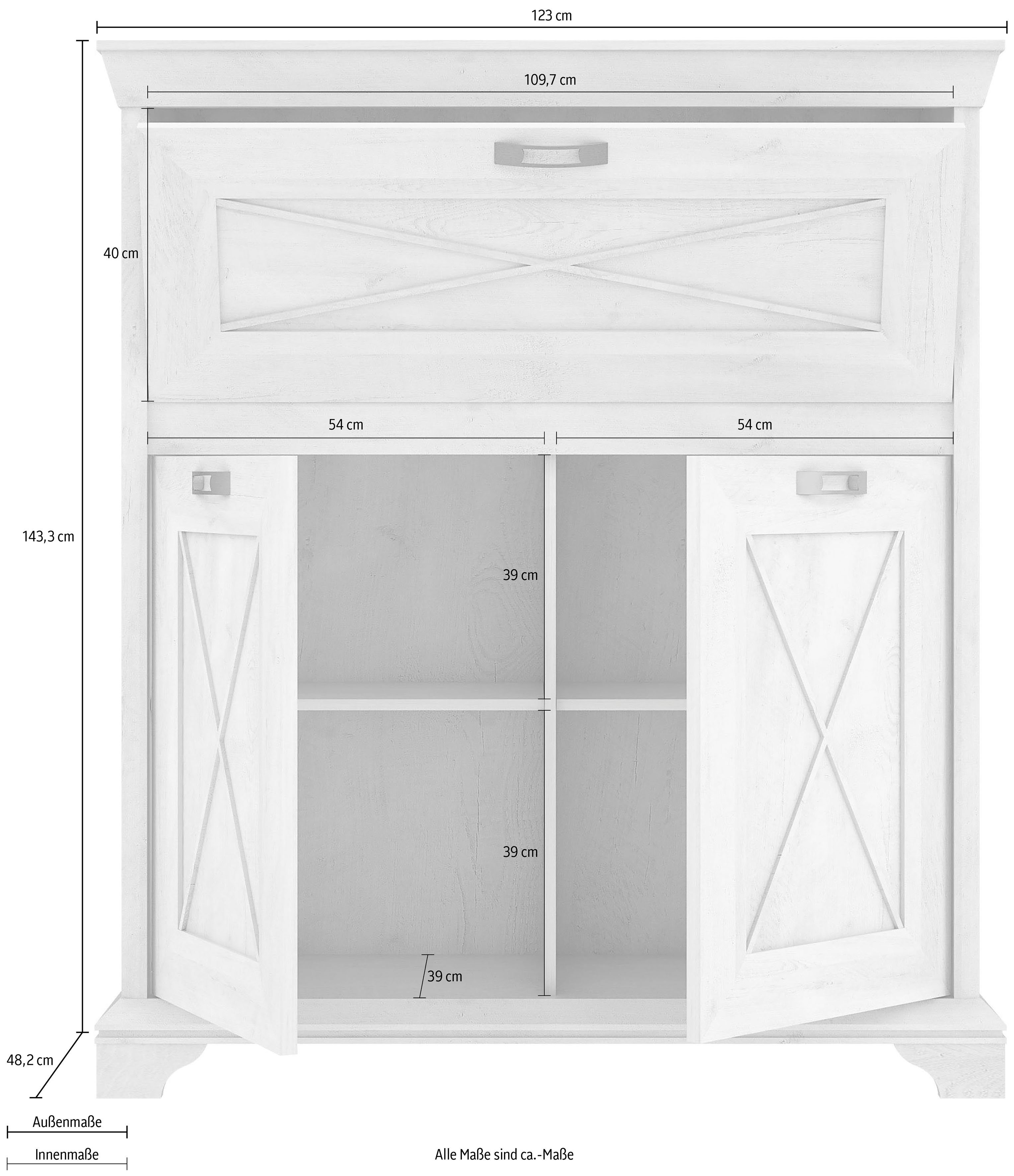 FORTE Kommode Kashmir, Breite 123 cm
