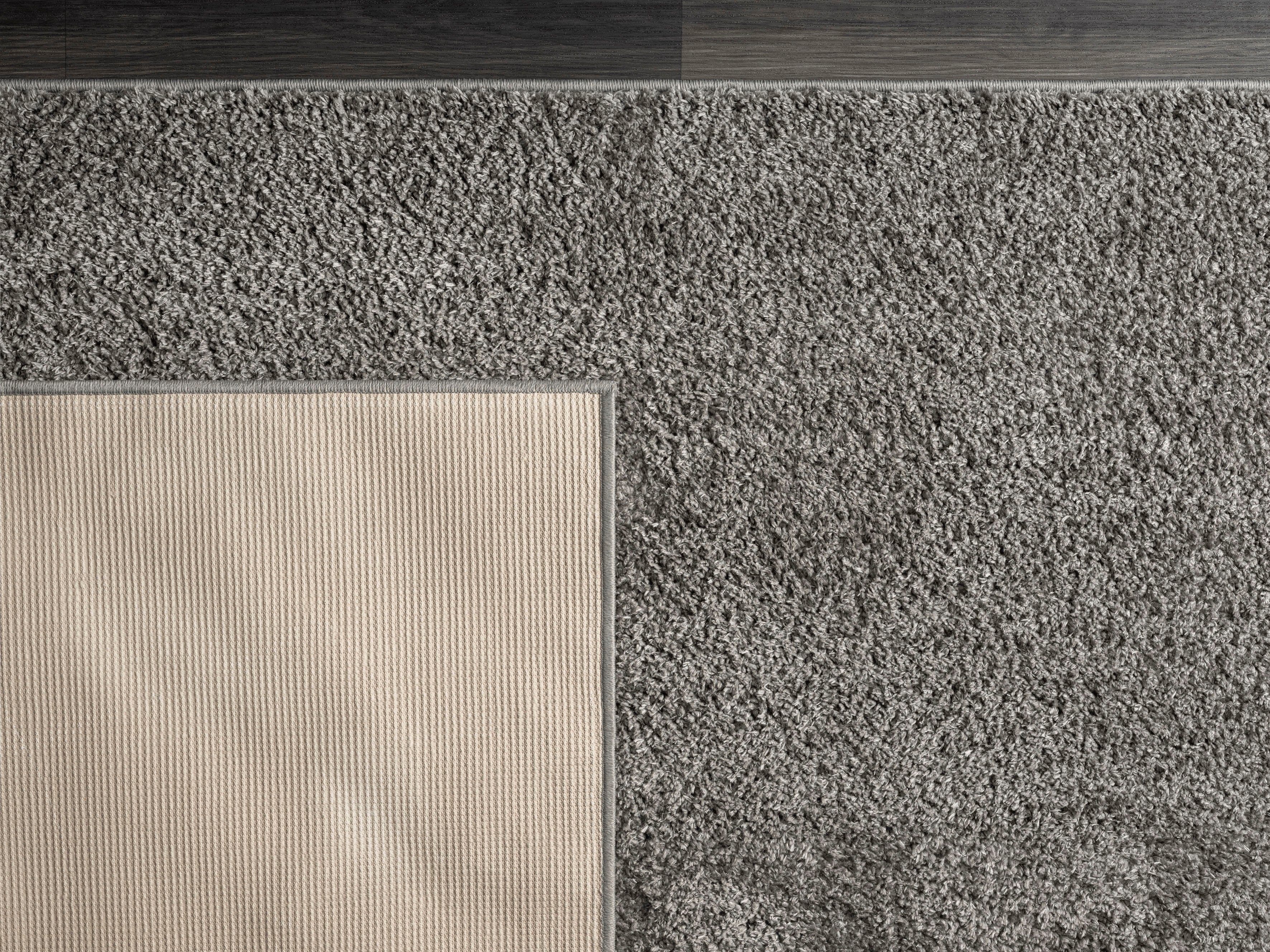 Hochflor-Teppich Andor, my 25 weiche Haptik, mit rechteckig, Höhe: mm, Mikrofaser, home, anthrazit Anti-Rutsch-Unterseite