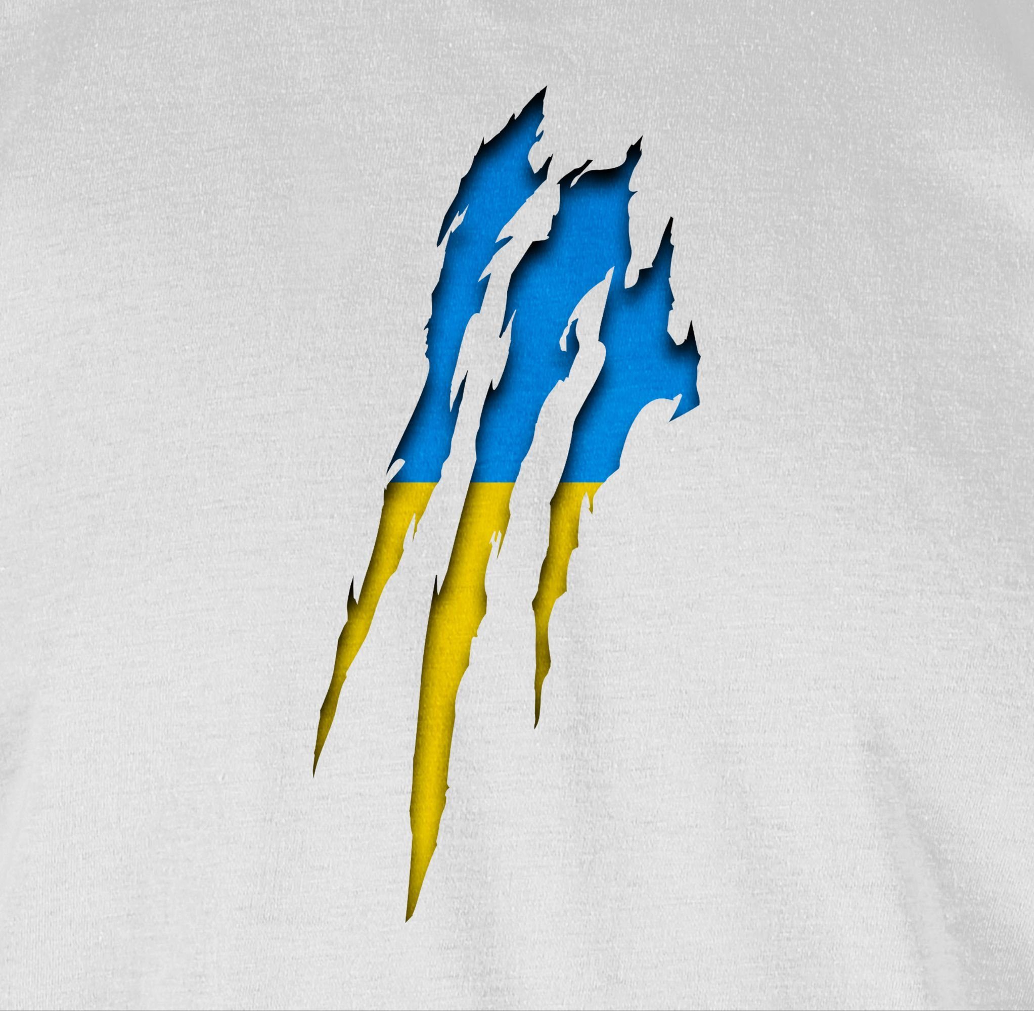 T-Shirt Weiß Länder Shirtracer 2 Krallenspuren Ukraine Wappen