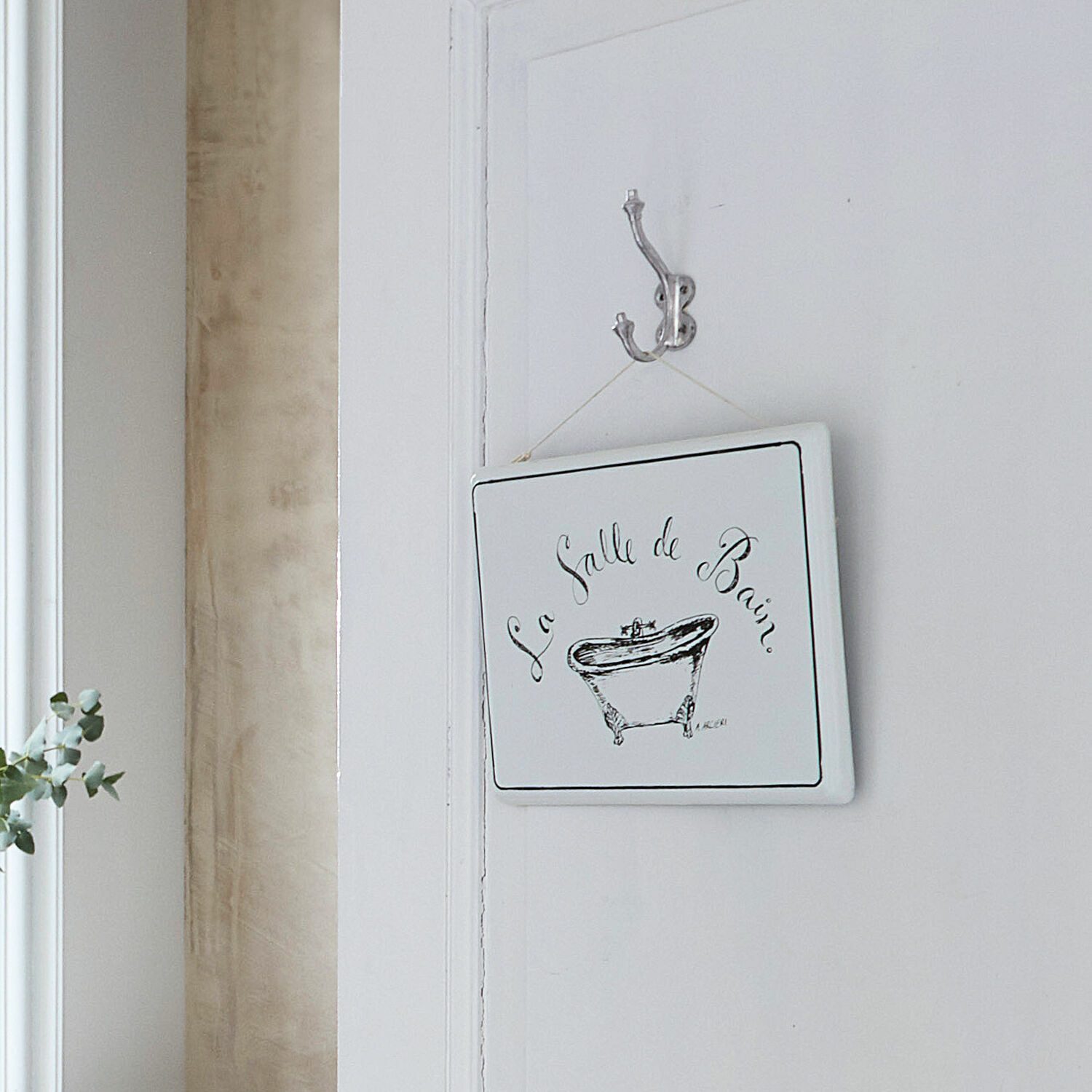 Mirabeau Wanddekoobjekt Deko-Schild La salle de bain weiß, Baddekoration – Bild 4 von 5