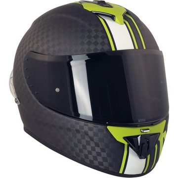 Broken Head Motorradhelm Broken Head Integralhelm BeProud Race Pro Carbon Green Mit Grün Verspiegelten Und Schwarzem Visier (Mit Klarem und grün verspiegeltem Visier, Mit Klarem und grün verspiegeltem Visier), Mit Spoiler