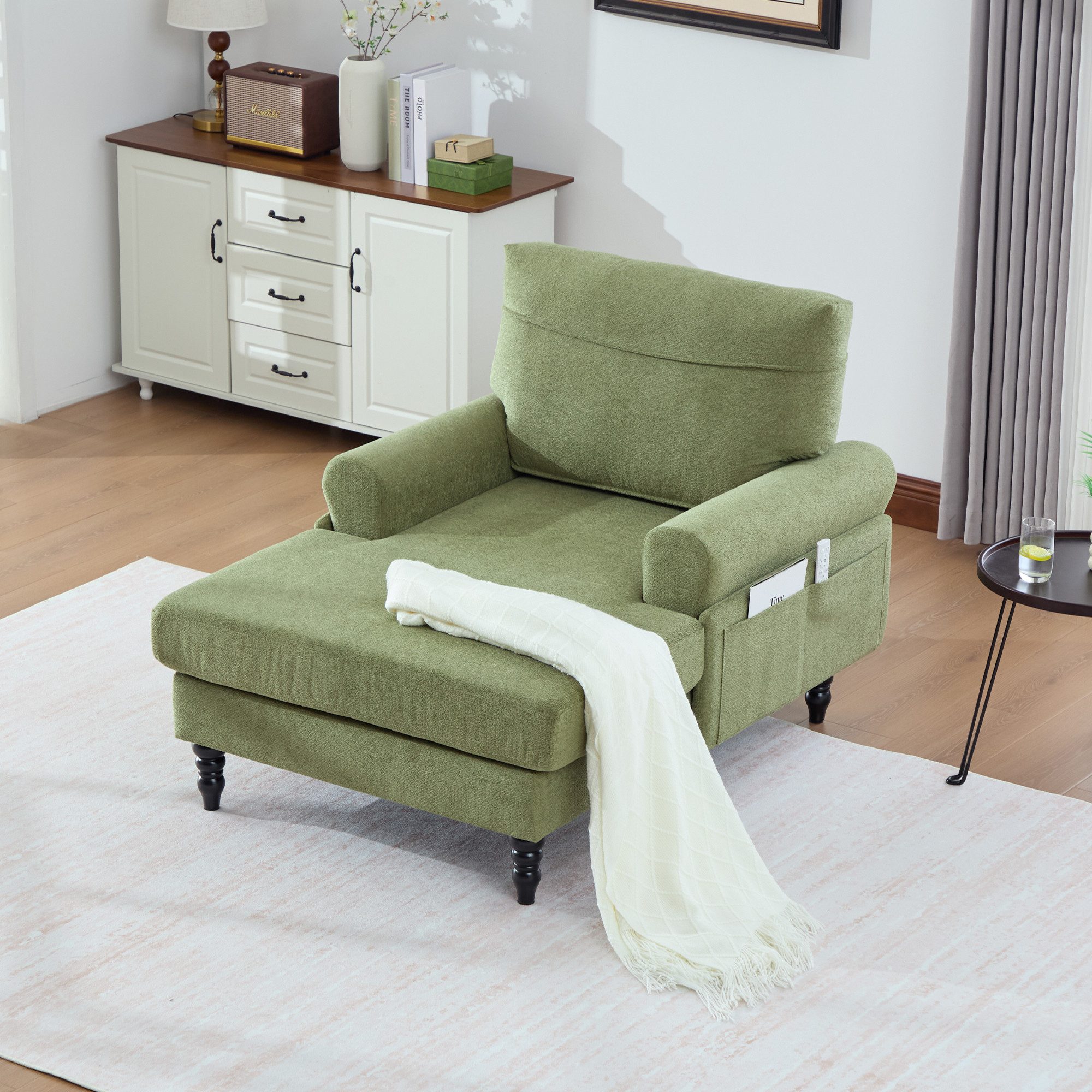 HAUSS SPOLE Relaxsessel Chenille-Liegestuhl Einzelsofa Wohnzimmersofa mit bequemer Rückenlehne