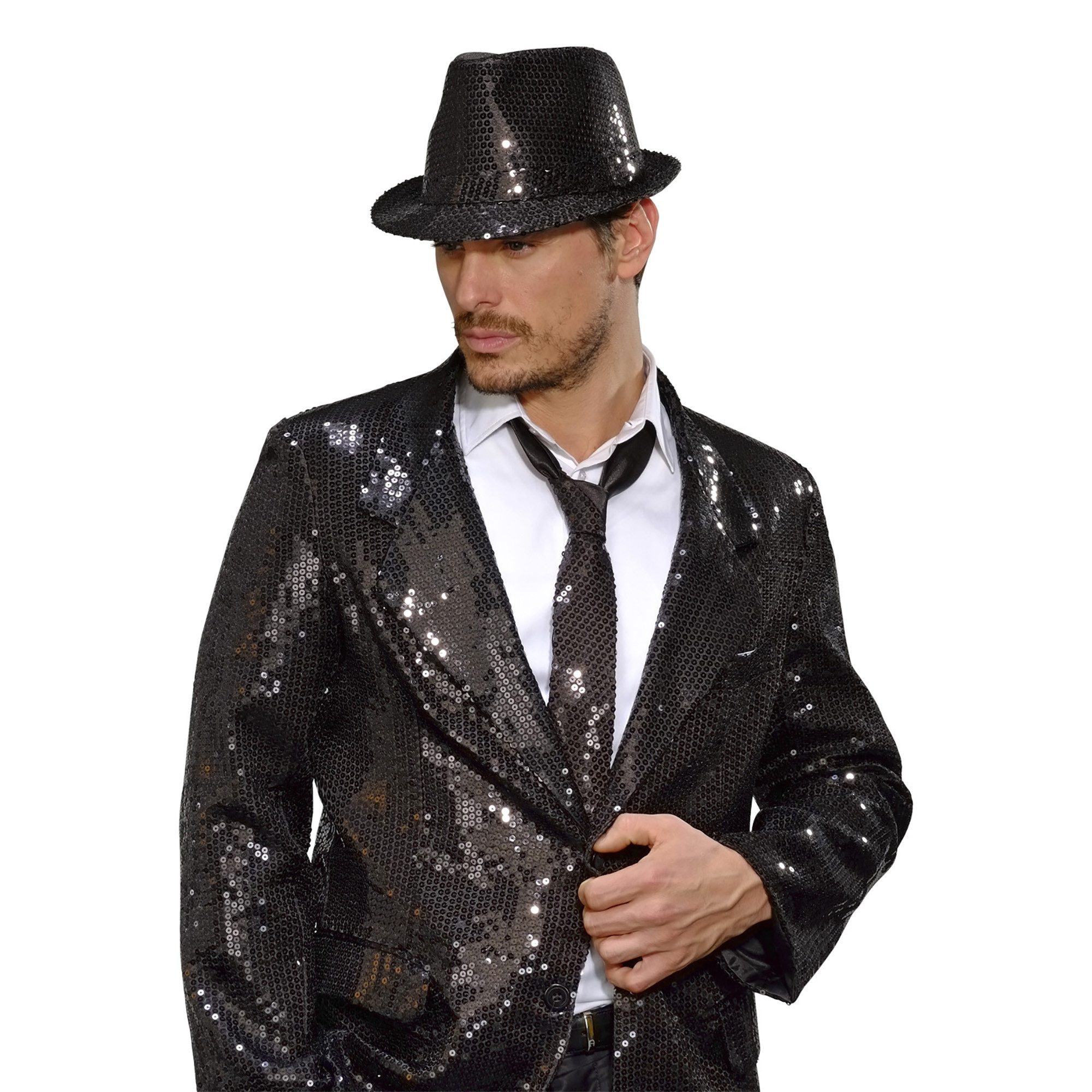 Widmann S.r.l. Kostüm Glitzer Pailletten Krawatte zum Show Kostüm, Sch