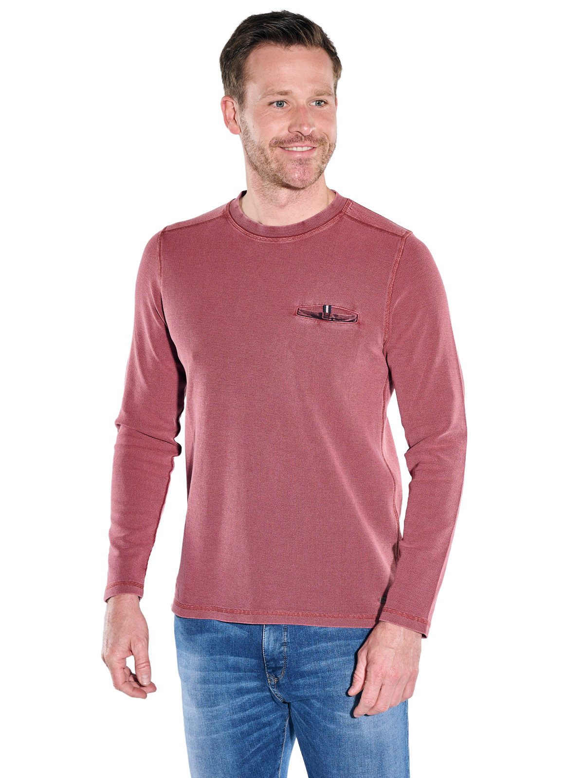Engbers Langarmshirt Herren Rundhals Shirt, Dunkelrot